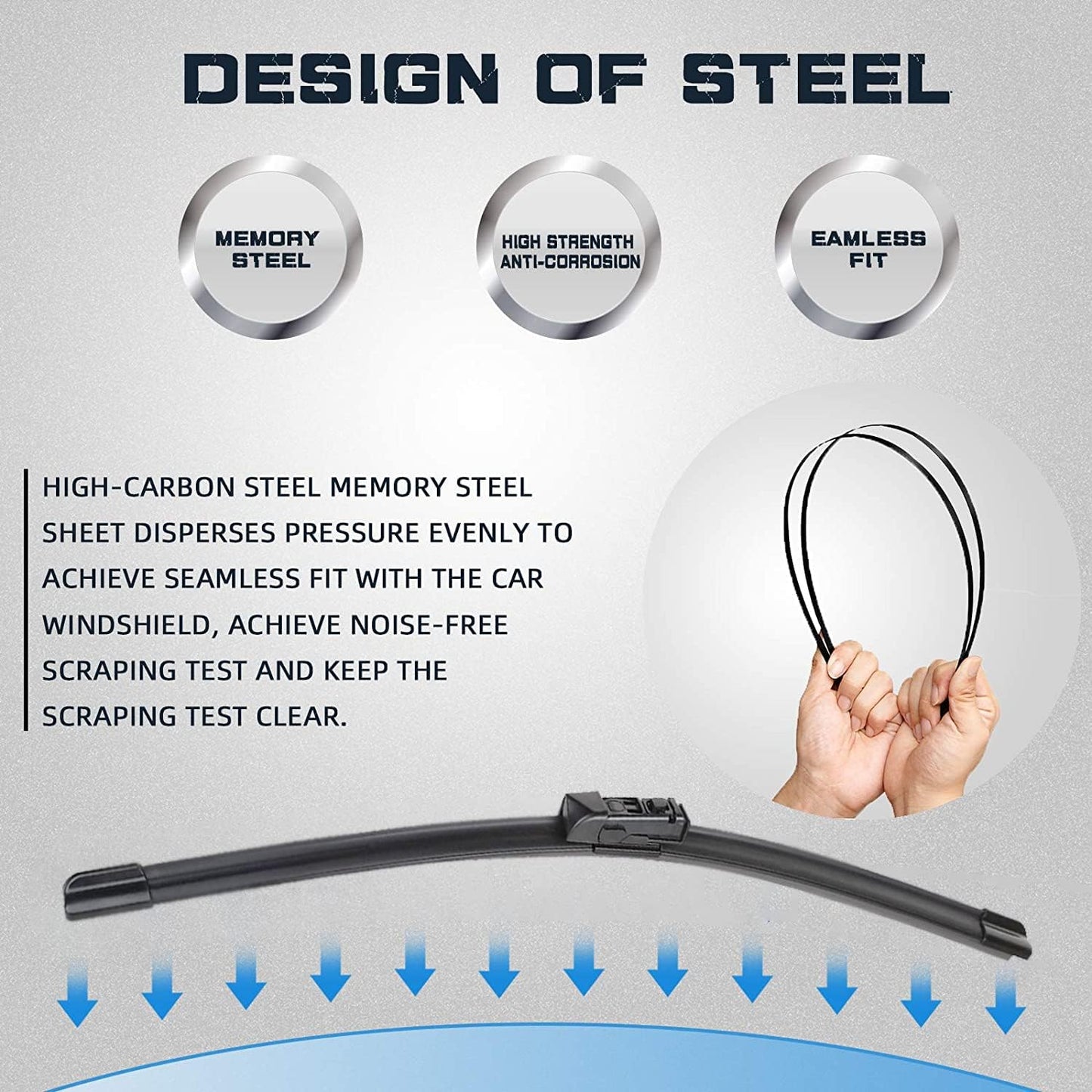 26"+16" Front + 12" Rear Wiper Blade Set, OE-Style Top Lock, Fits 2018–2023 Crosstrek & 2017–2023 Impreza, All-Season, Streak-Free, Pack of 3