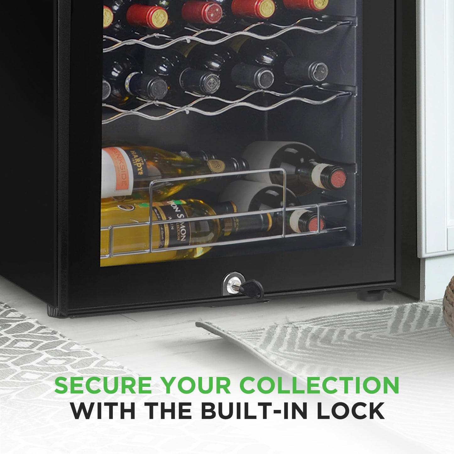 34-Bottle Wine Fridge Single Zone Wine Chiller for Red and White Wine - Black