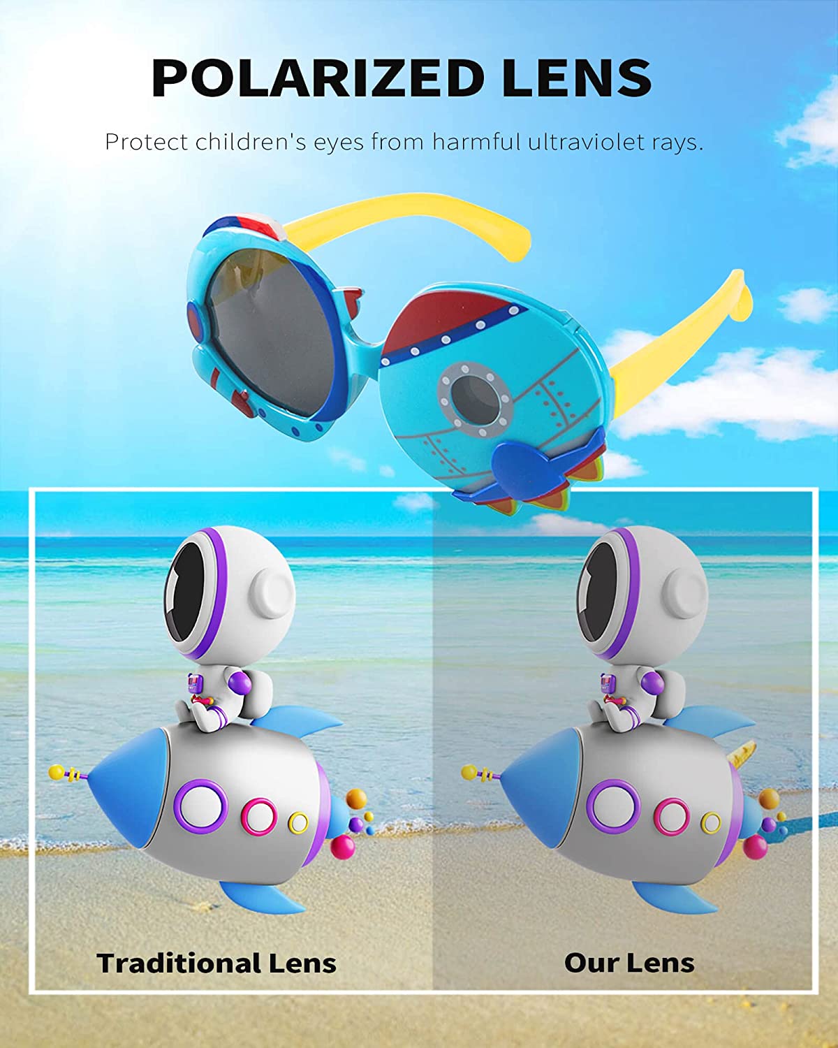 Unbreakable Kids Polarized Sunglasses w/ Flip-Up for Toddlers