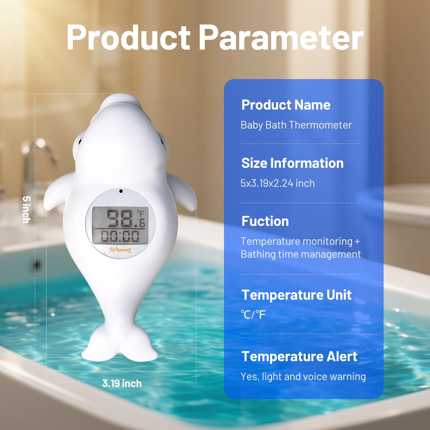 Floating Digital Baby Bath Thermometer and Room Temperature Monitor with Safety Alert and Timer