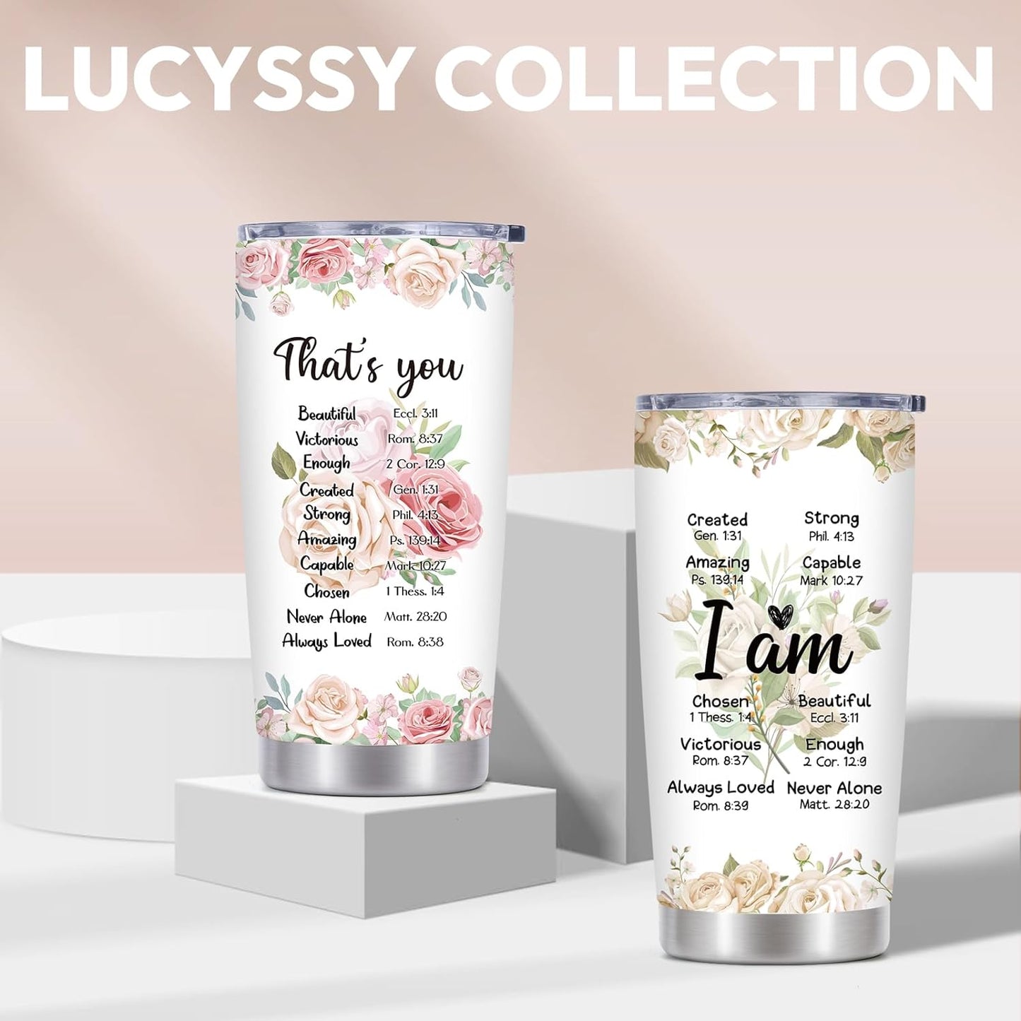 Inspirational Christian Gifts for Women: Perfect for Birthdays, Holidays, and More - 20 Oz Stainless Steel Tumbler with Religious Messages