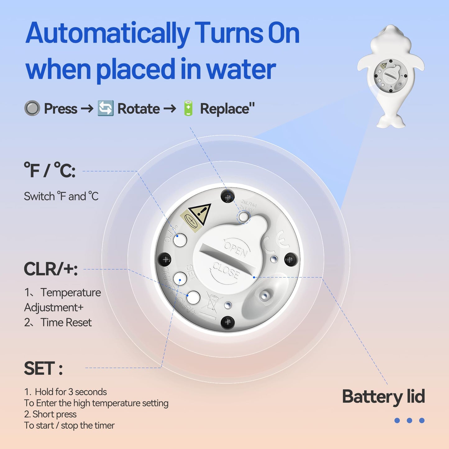 Floating Digital Baby Bath Thermometer and Room Temperature Monitor with Safety Alert and Timer