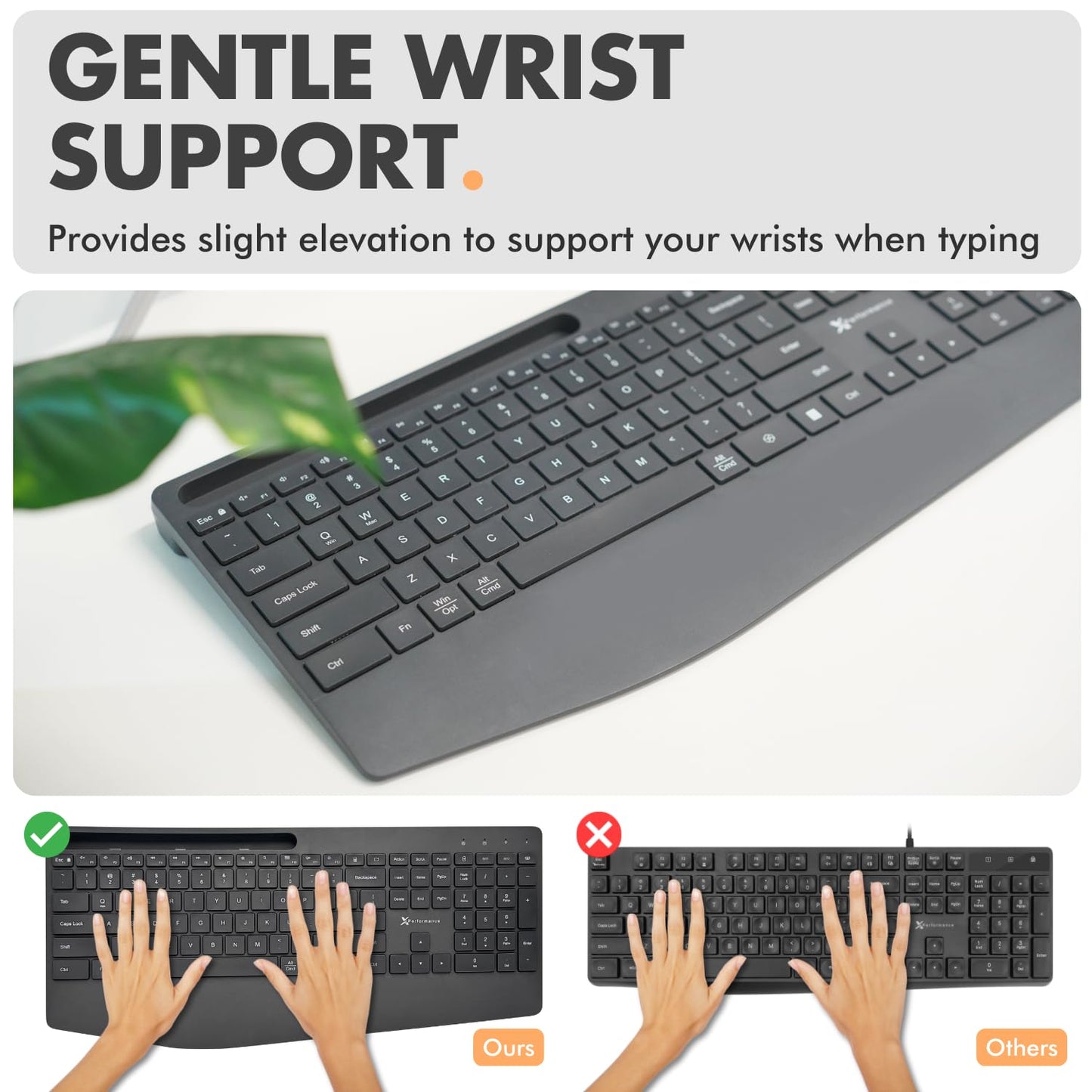 X9 Wireless Keyboard and Mouse Combo - Bluetooth & 2.4GHz Multi-Device Full Size Silent Set with Wrist Rest & Phone Holder