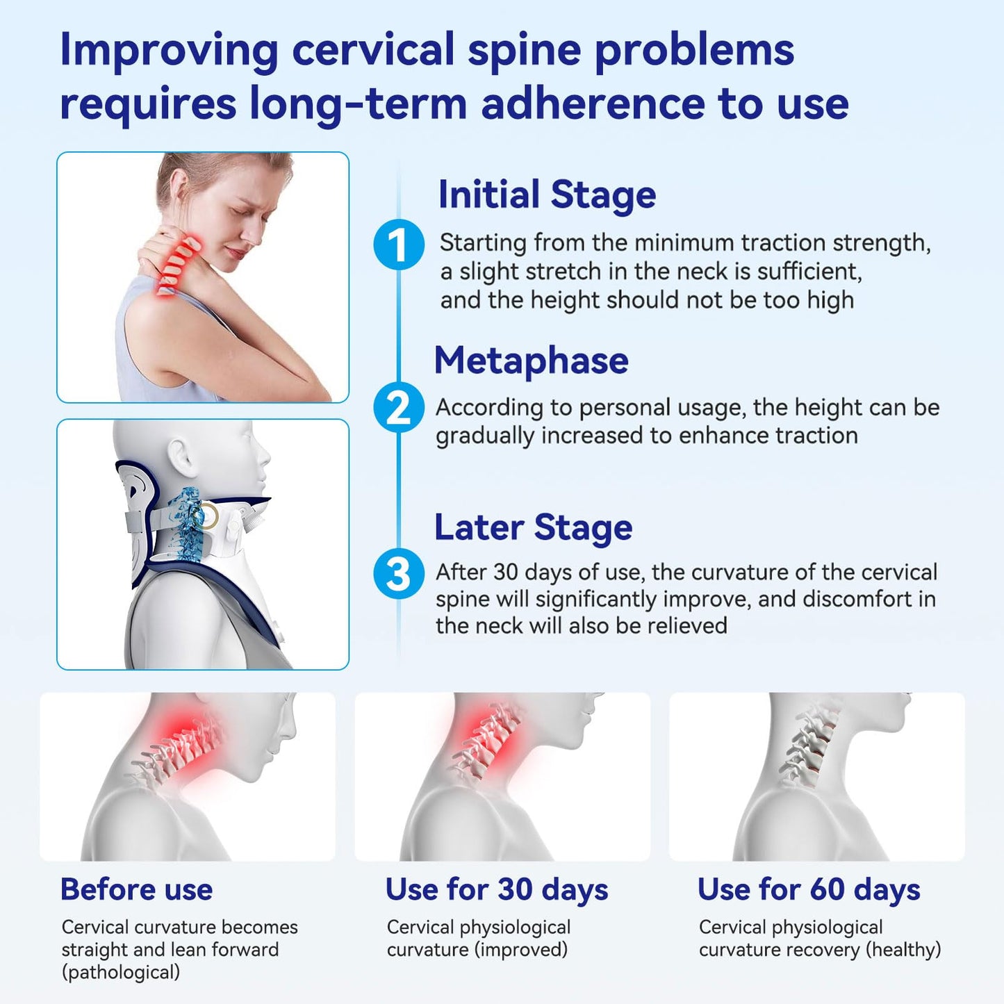 Adjustable Cervical Traction Device and Neck Stretcher for Pain Relief