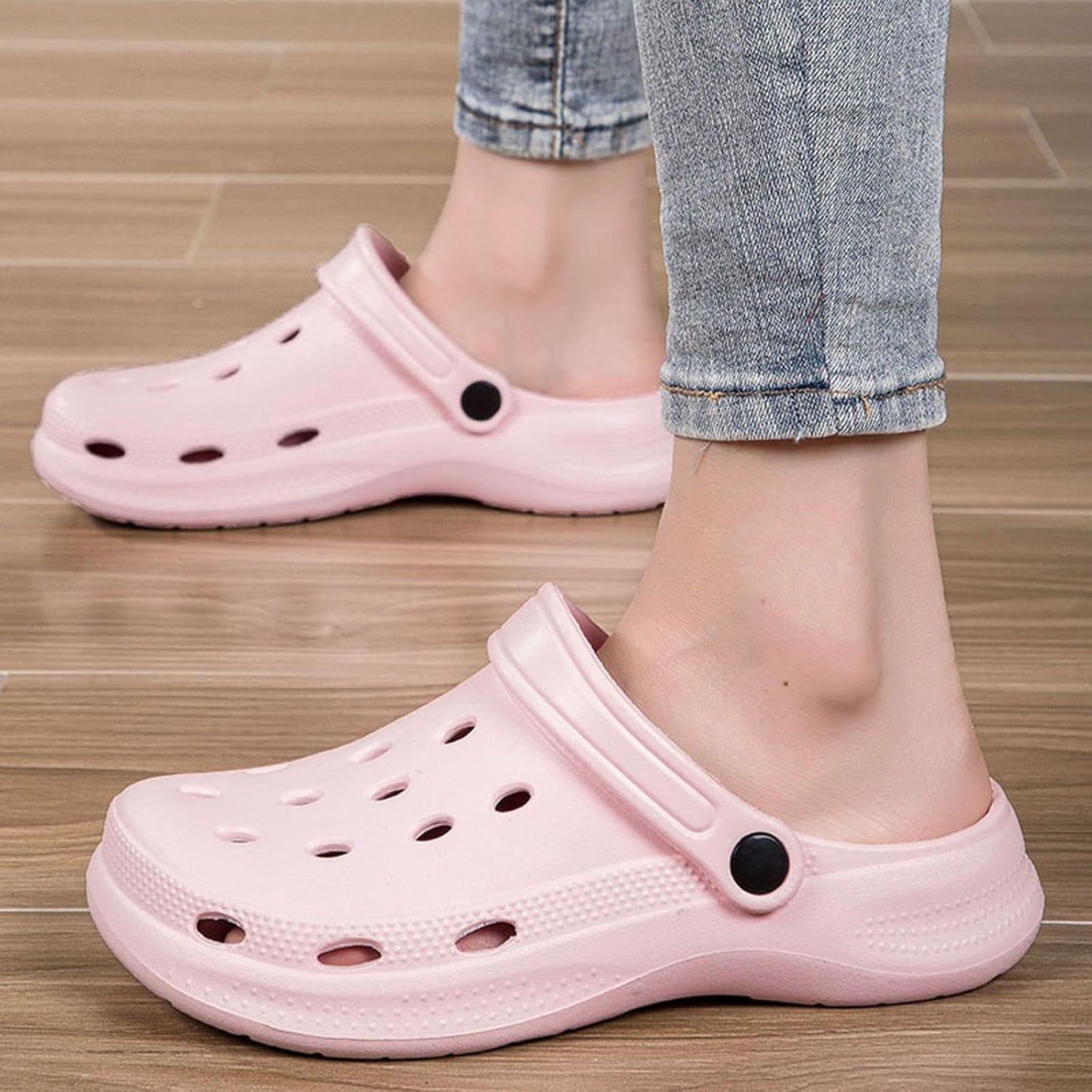 Pink Unisex Garden Clogs Size 6-6.5 Women/4.5-5 Men: Breathable & Quick-Drying Shoes