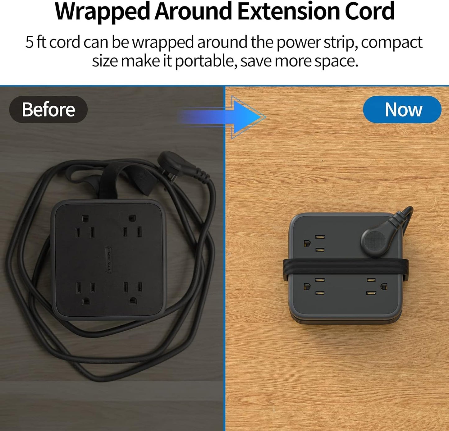Maximize Your Charging with 4 3-Prong & 4 2-Prong Outlets, GaN 45W USB-C, USB-A Ports Power Strip for Efficient Device Management