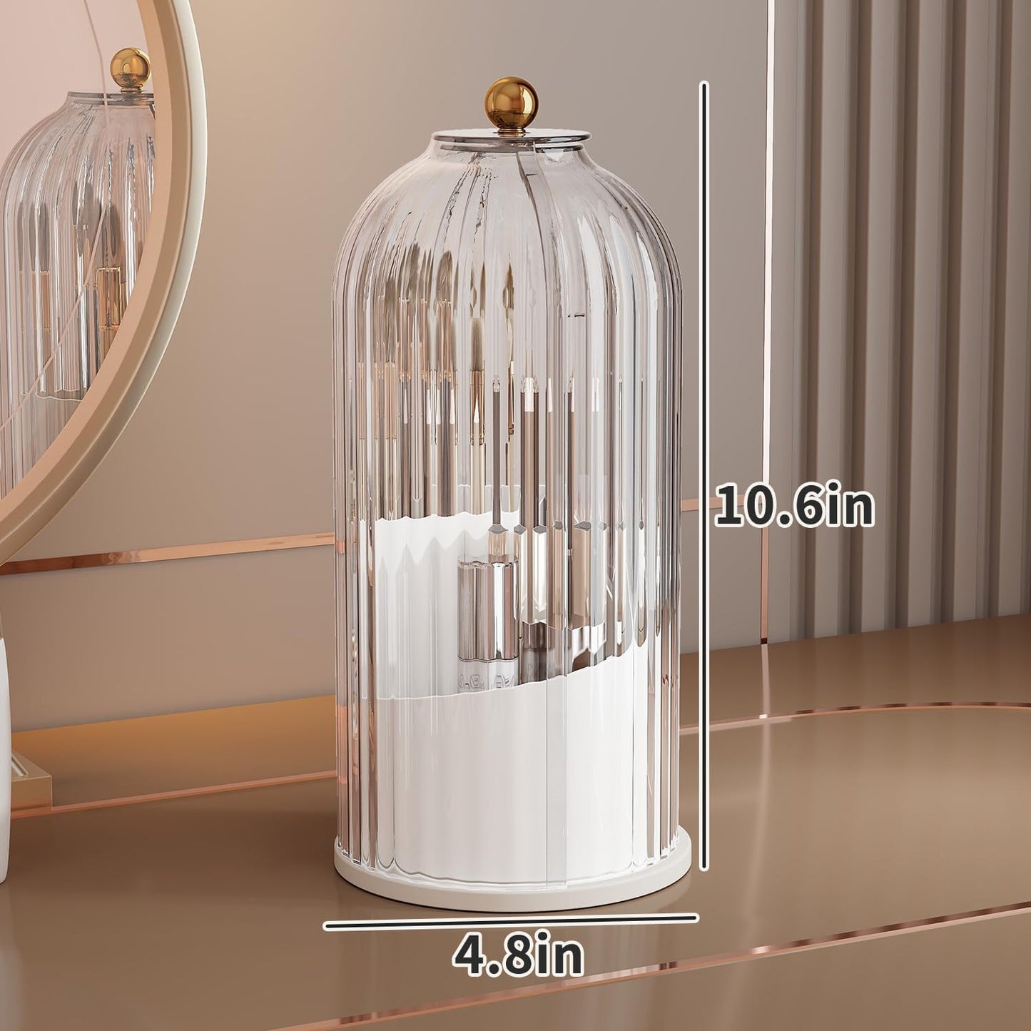 360° Rotating Makeup Brush Holder Organizer - Dustproof & Waterproof | Fits Vanity & Bathroom