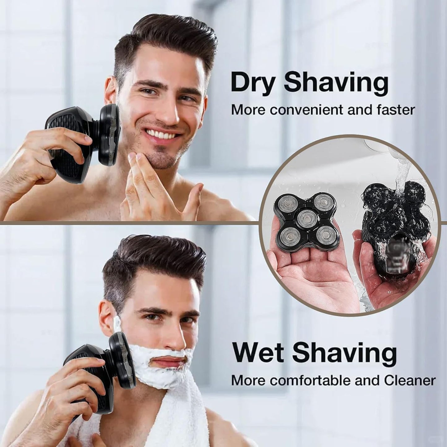 1 Pack Head Shaver Replacement Blades for Balder Pro XR7120, 5 Dual Track Rotary Heads, Precision Electric Shaving for Bald Men, Not for XR7000