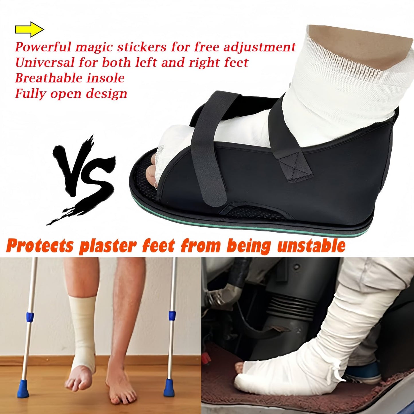 XL Adjustable Post-Op Medical Walking Shoe for Foot Casts and Fractures