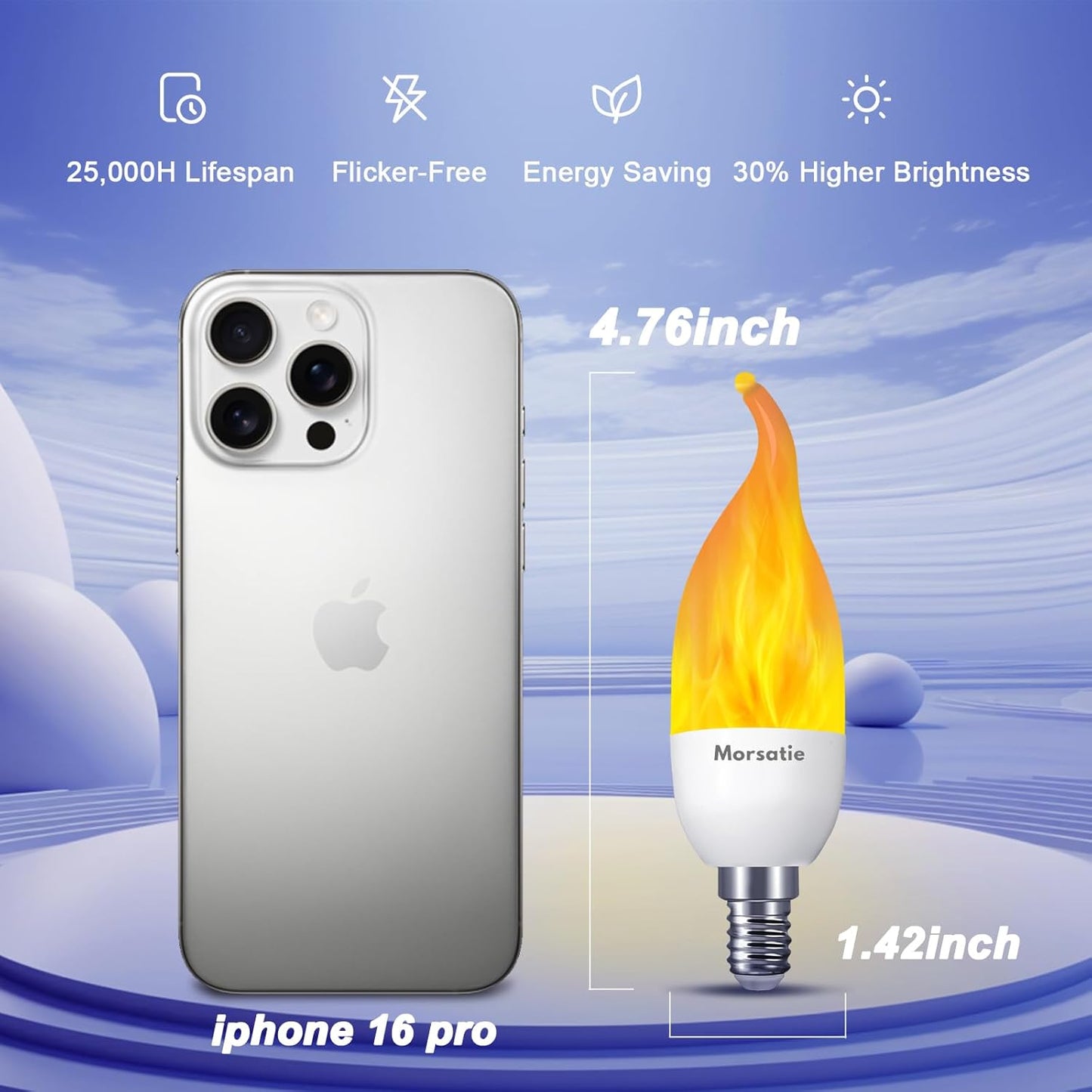 Enhance Your Home with a 6-Pack of 3-Mode E12 Flame LED Light Bulbs for Indoor & Outdoor Decor