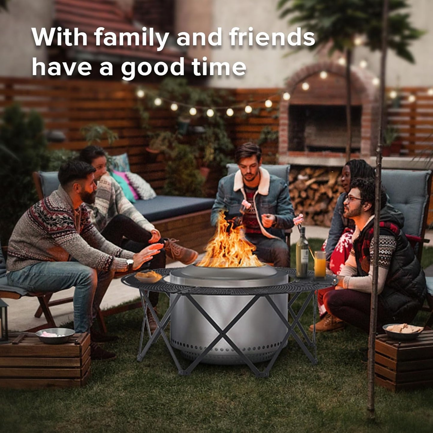 Adjustable Height Fire Pit Surround Tabletop for Outdoor Camping