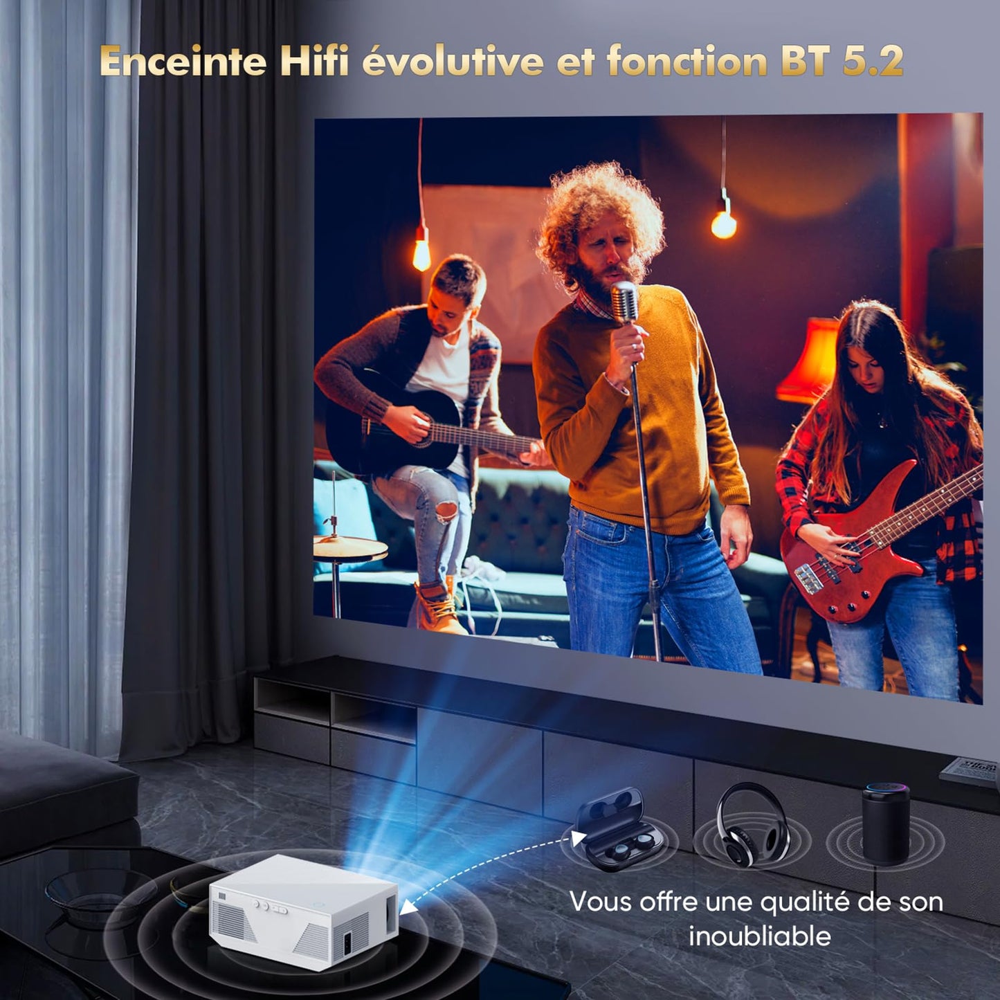 Mini Projector with WiFi and Bluetooth, Portable Full HD 1080P Wireless Home Cinema Projector