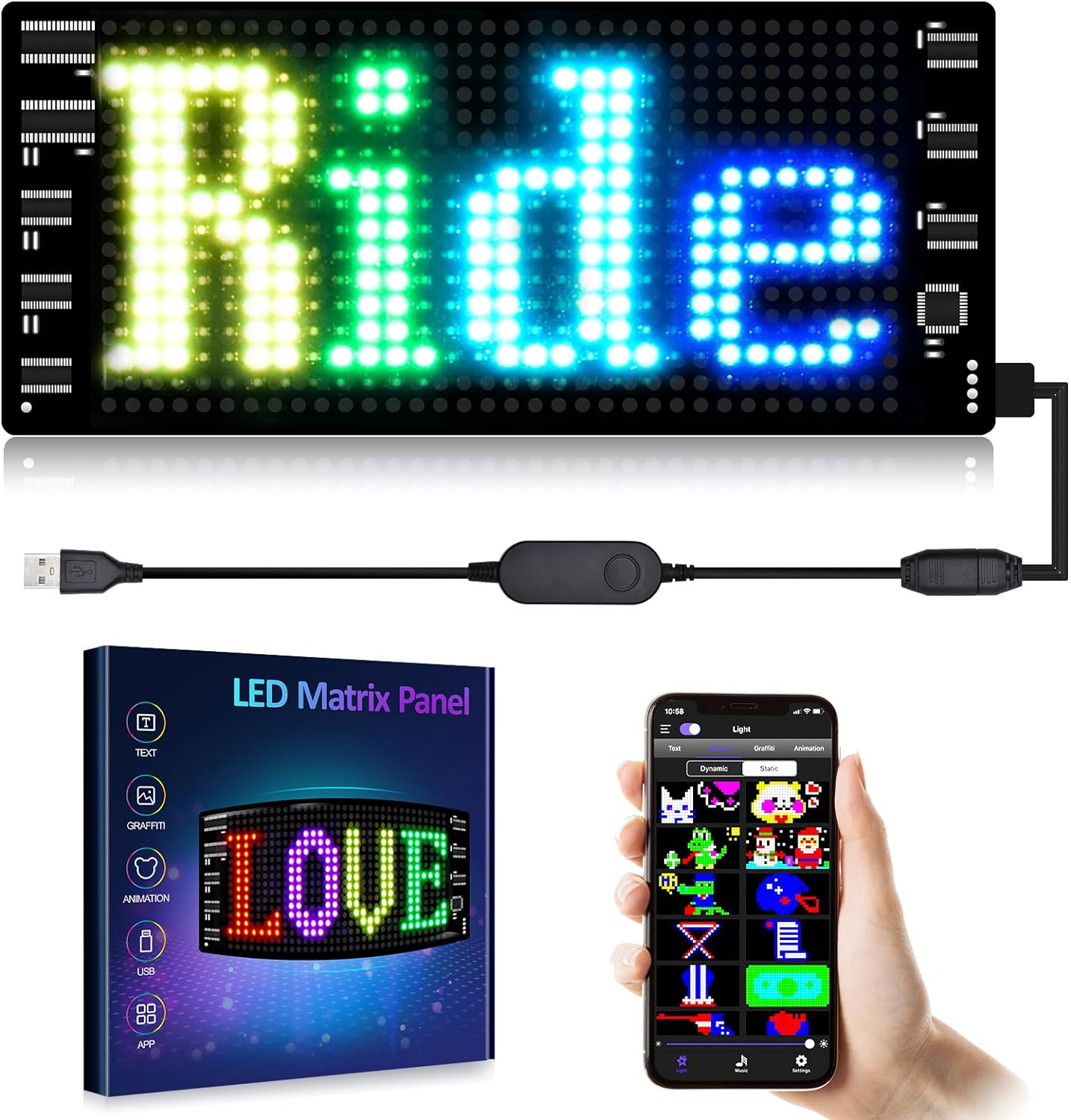 Maximize Your Message: 6.7"x2.8" Bluetooth-Controlled LED Car Sign for Uber/Lyft - Customize with App
