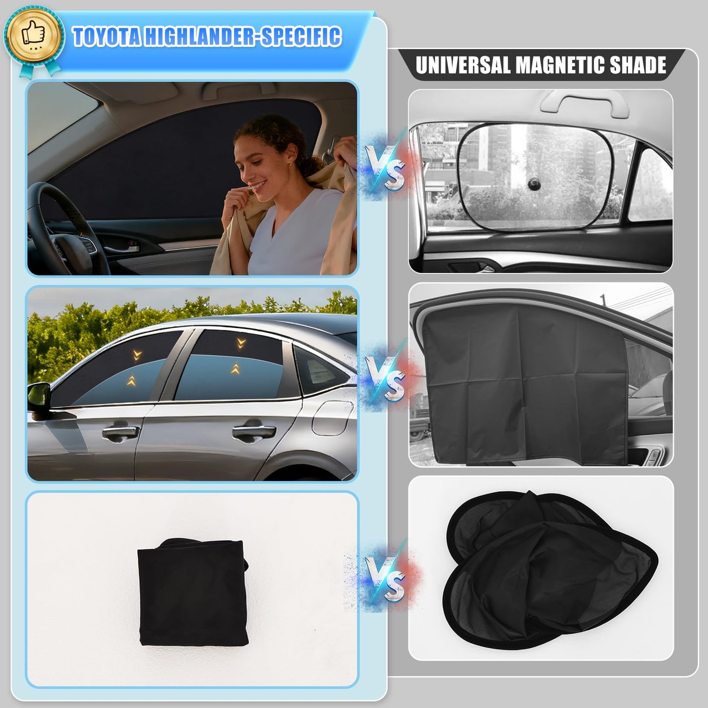 Custom Fit Car Window Shades for Honda Accord 2018-2023, 4-Pack Blackout UV Protection