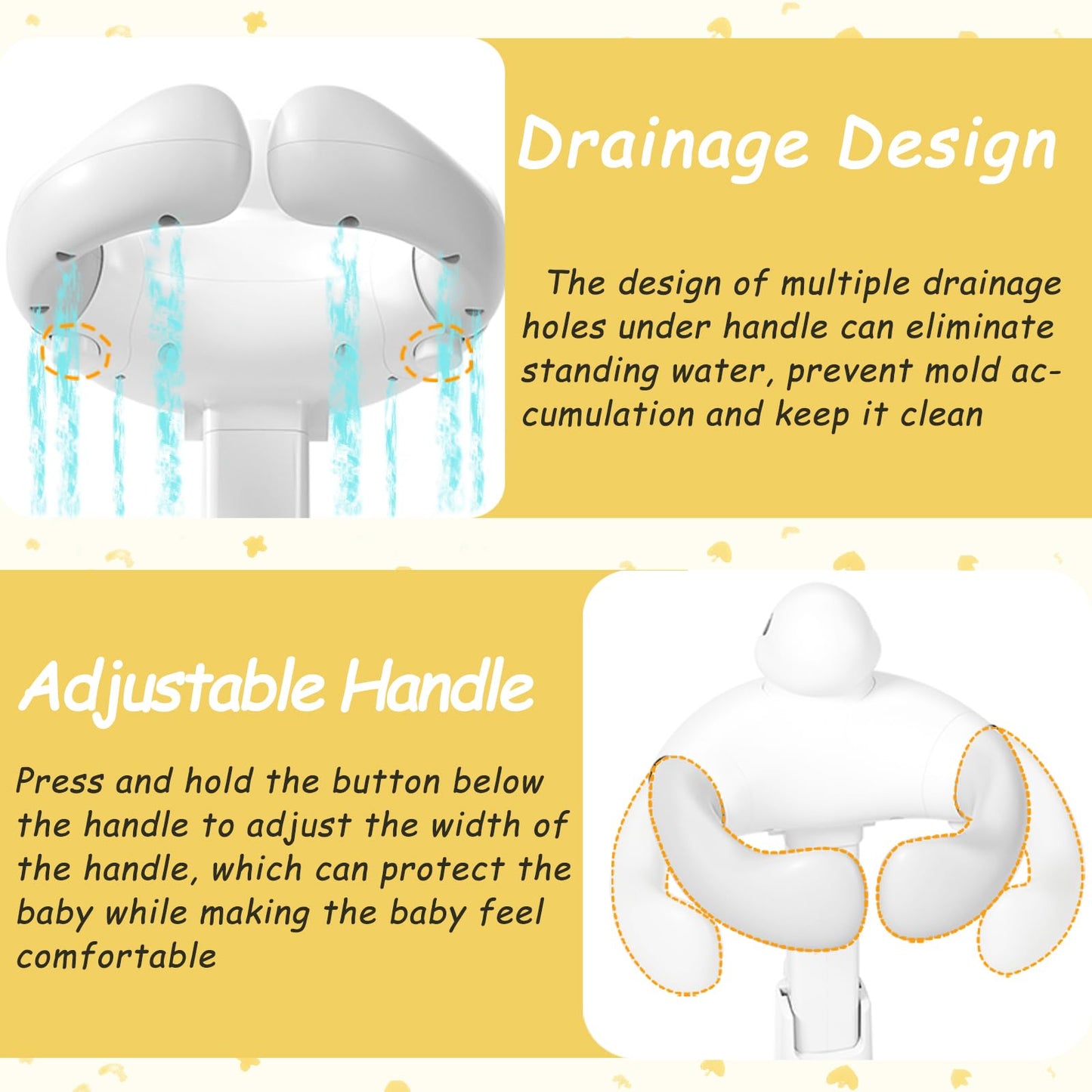 Baby Shower Standing Support with Anti-Slip Base, Adjustable Infant Bath Stand for Toddlers 6-36 Months, Grey