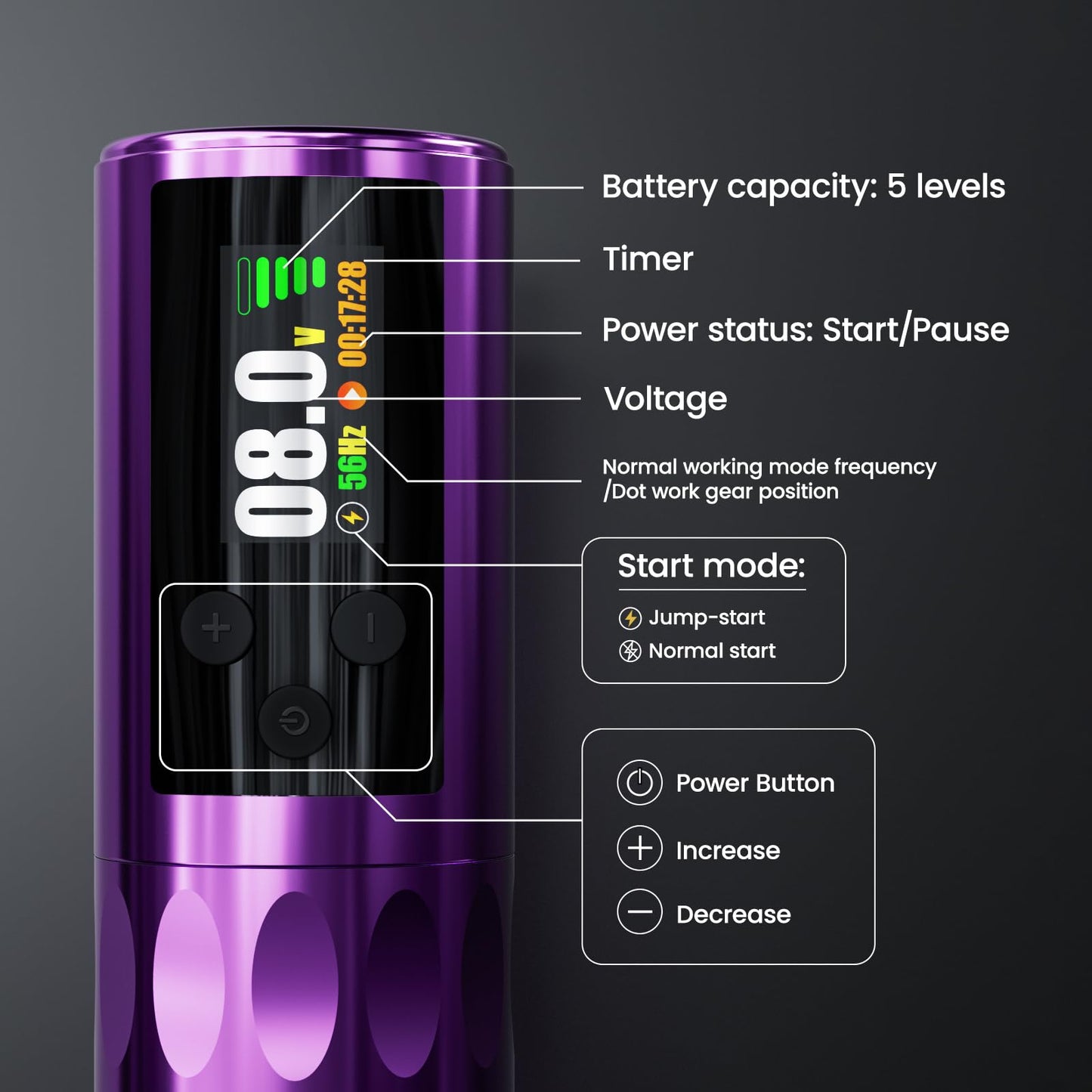Wormhole Wireless Tattoo Machine Kit with 1,800mAh Battery, 20 Cartridge Needles, and Black Ink