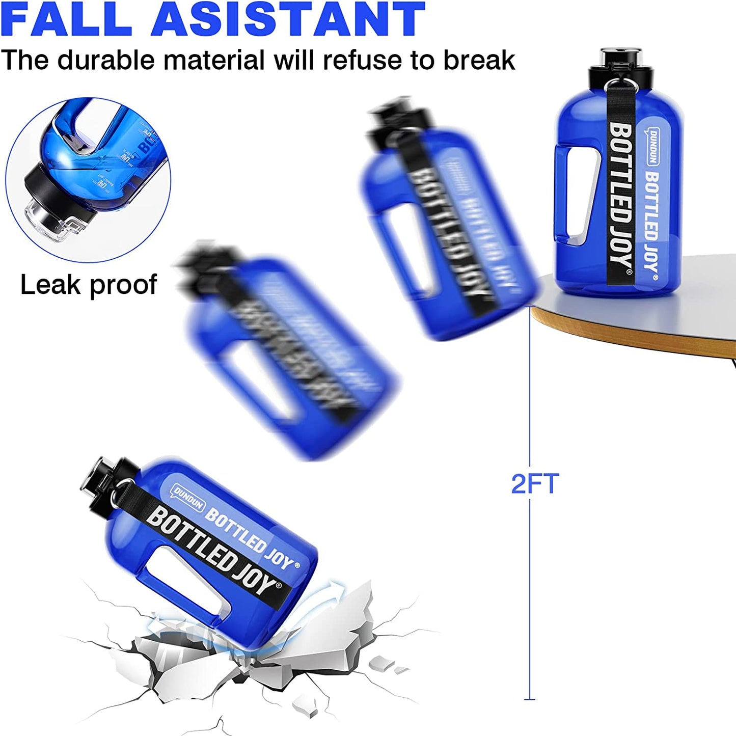 17oz BPA-Free Water Bottle w/ Times To Drink & Handle - Drink Enough Water Daily