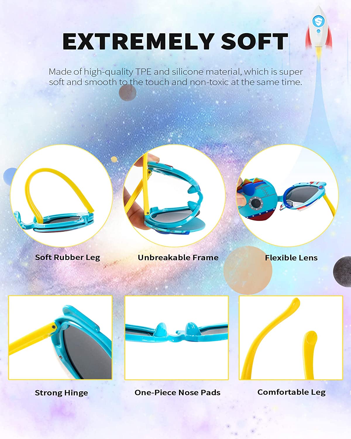 Unbreakable Kids Polarized Sunglasses w/ Flip-Up for Toddlers