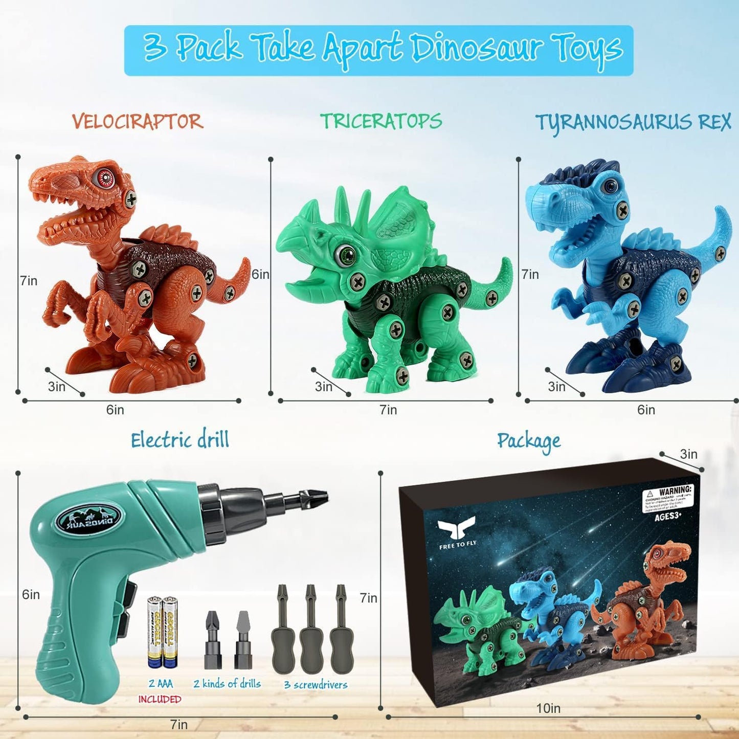Engaging STEM Dinosaur Toys for Kids 3-8 Years - Educational Building Sets with Electric Drill