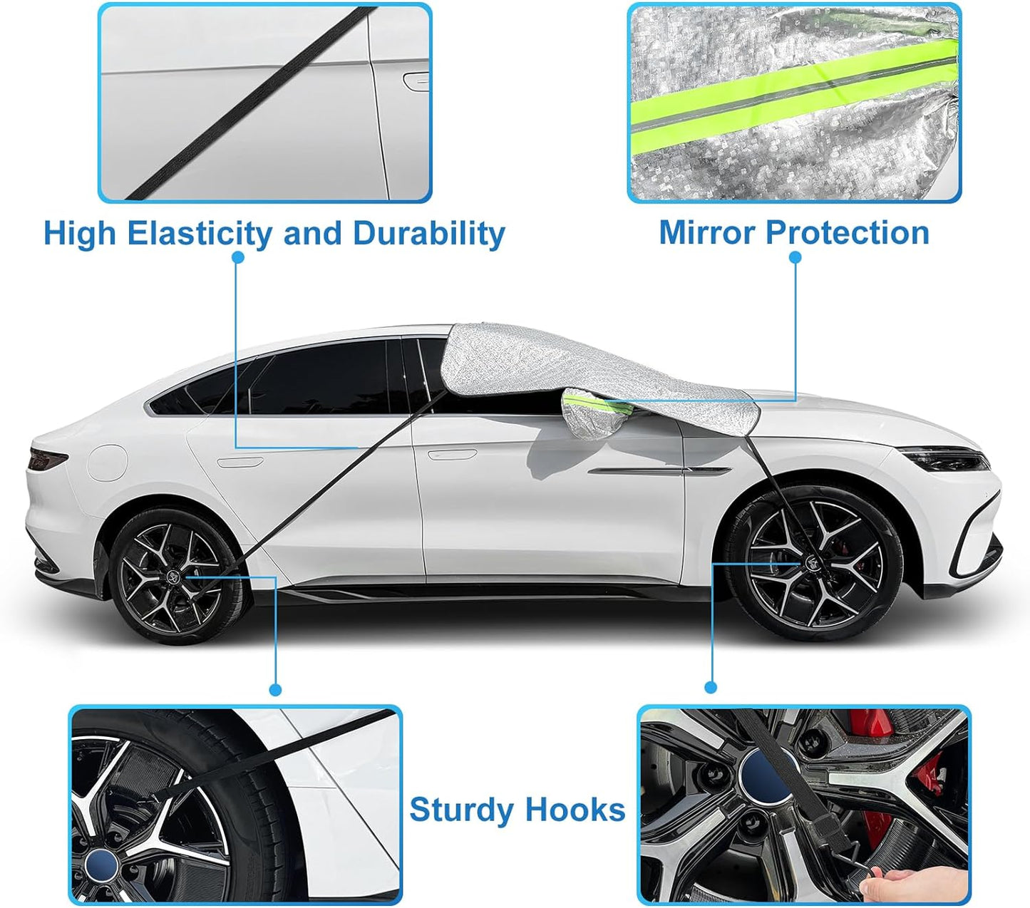Defend Against Winter: 4-Layer Magnetic Windshield Snow Cover for Cars, Trucks & SUVs | Easy Install, 96x58 inches