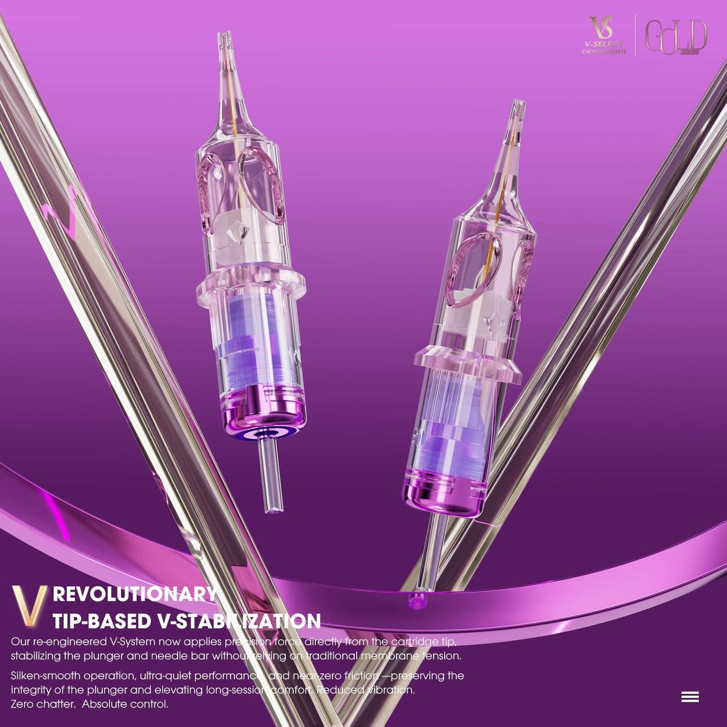 20-Piece Titanium-Gold Tattoo Cartridge Needles - 0.01 inch (0.25 mm) #08 1RL Bugpin Round Liner