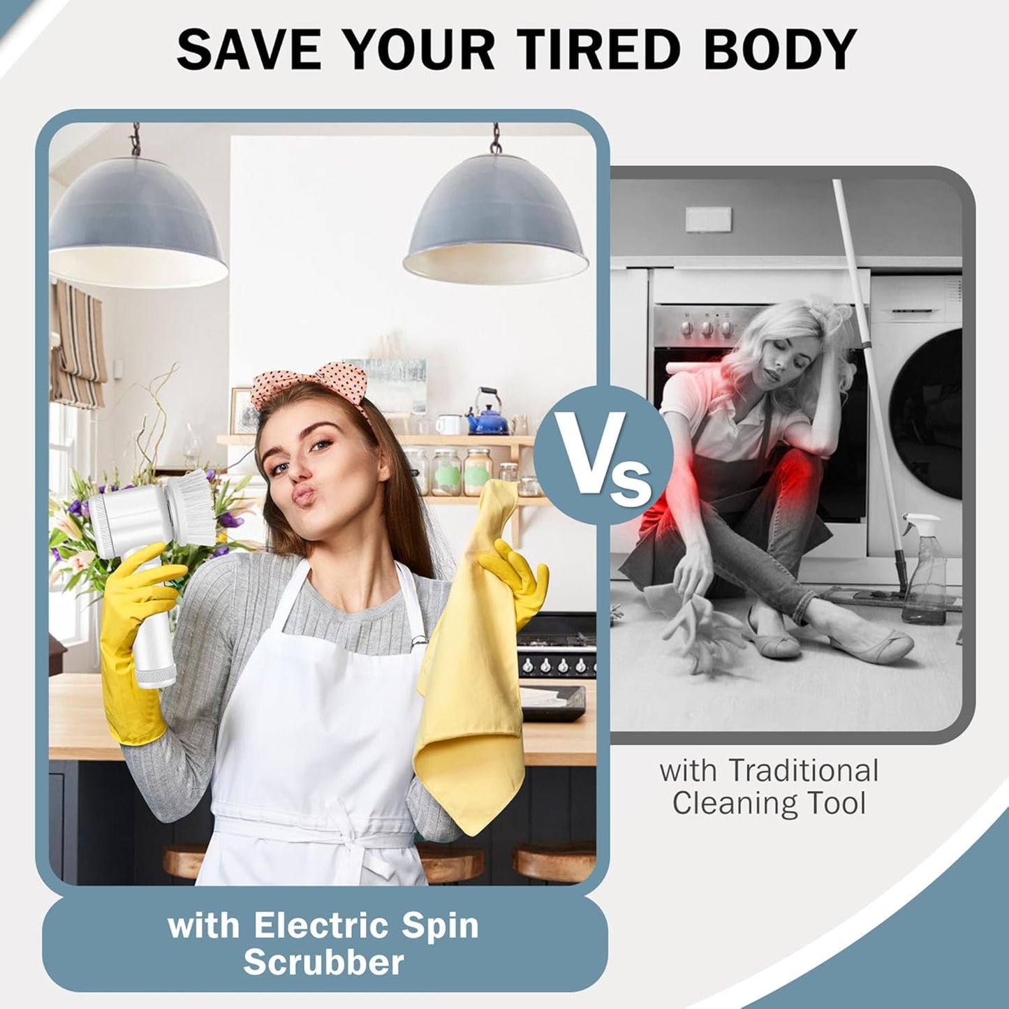 Cordless Electric Spin Scrubber with 5 Replaceable Heads: Ideal for Tub, Shower, Tile, and Floor Cleaning