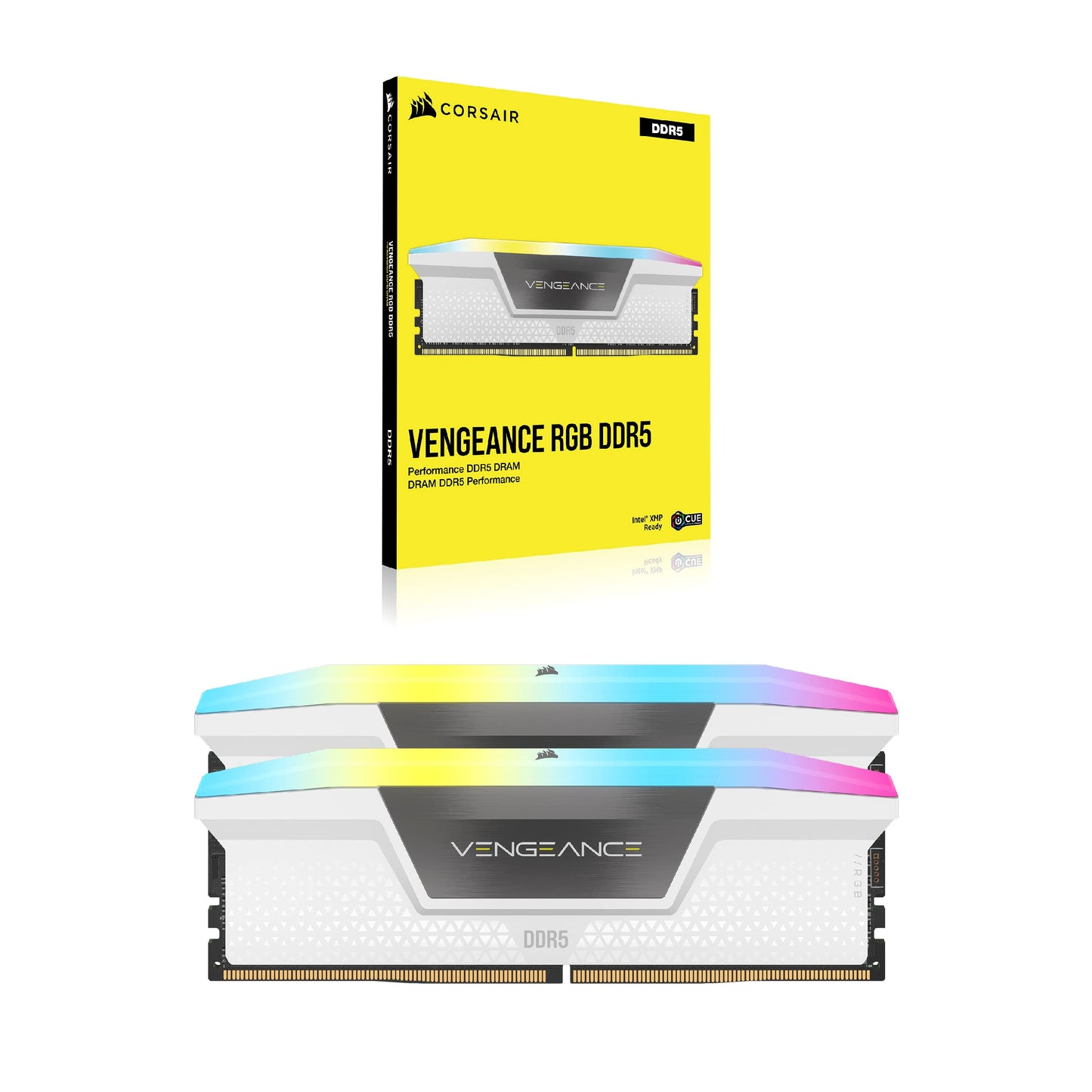 CORSAIR Vengeance RGB DDR5 RAM 32GB (2x16GB) 6000MHz CL36 Intel XMP 3.0 Desktop Memory - White (CMH32GX5M2E6000C36W)