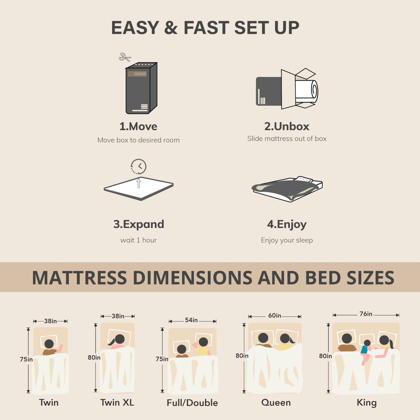 4 Inch (10.2 cm) Full Memory Foam Mattress Topper Full Size, Gel-Infused Bed Topper with Washable Cover, Pressure Relief, 54 x 75 in (137.2 x 190.5 cm)