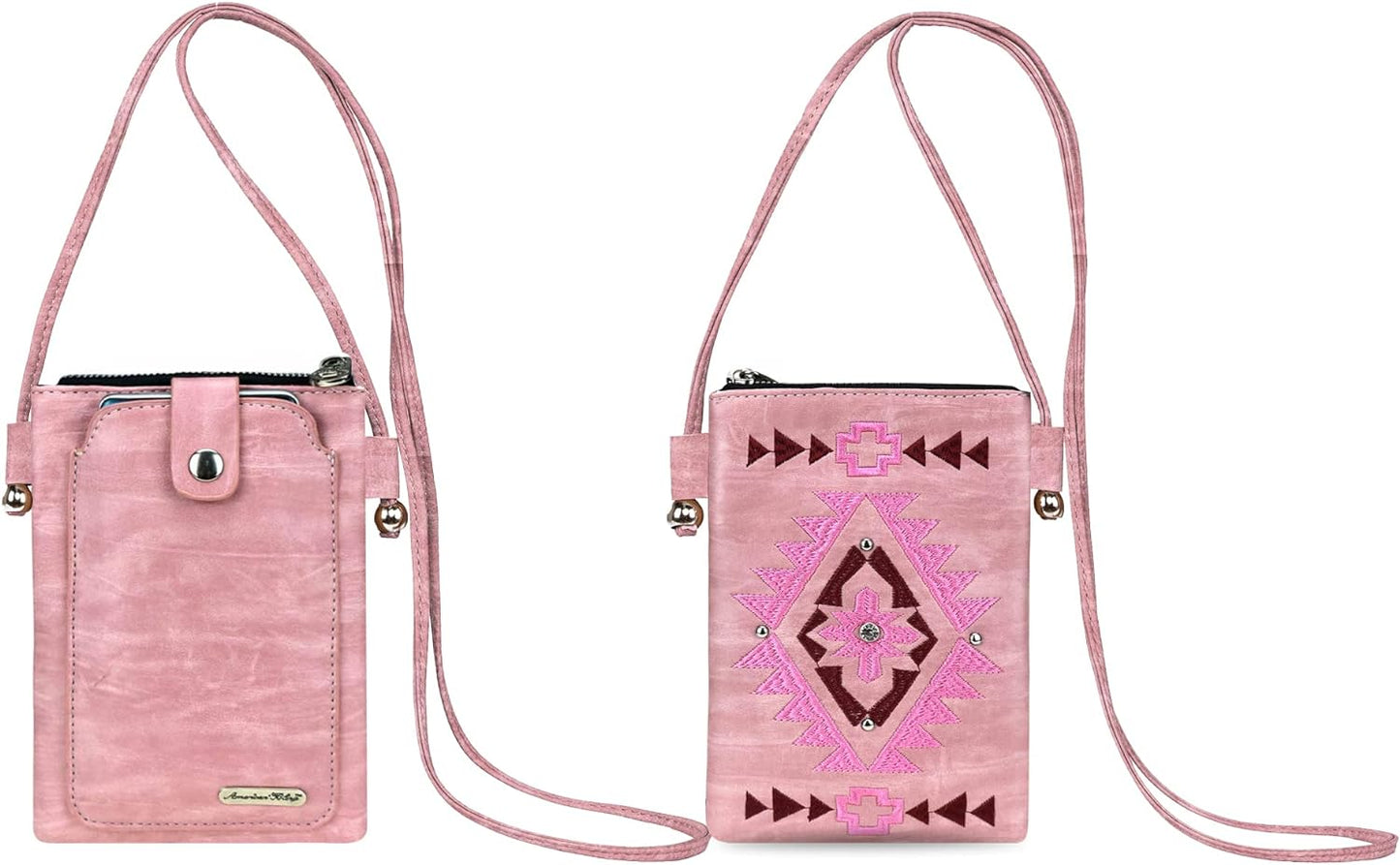 Trendy Pink Fringe Crossbody Purse for Women: Western Vegan Leather Cell Phone Bag