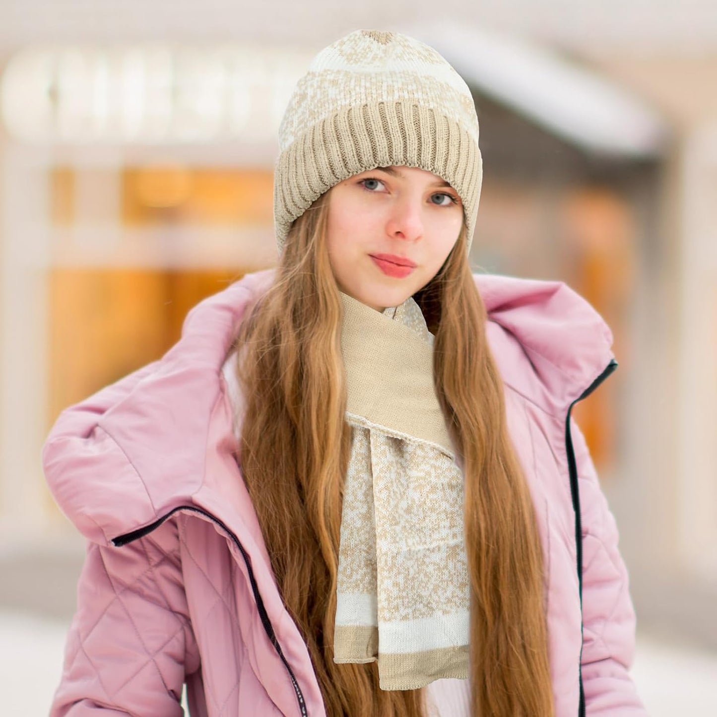 Warm Winter Accessories Set: Fleece-Lined Hats, Touchscreen Gloves & Scarves for All