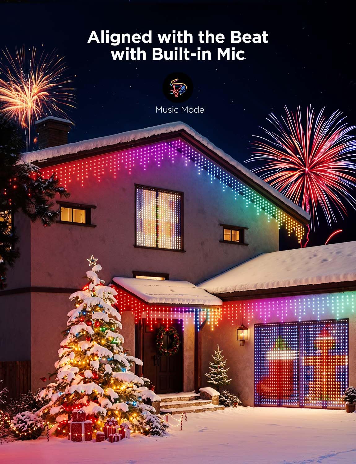 Govee Holly-Jolly Christmas Bundle - Smart RGBIC LED Curtain, String, and Icicle Lights