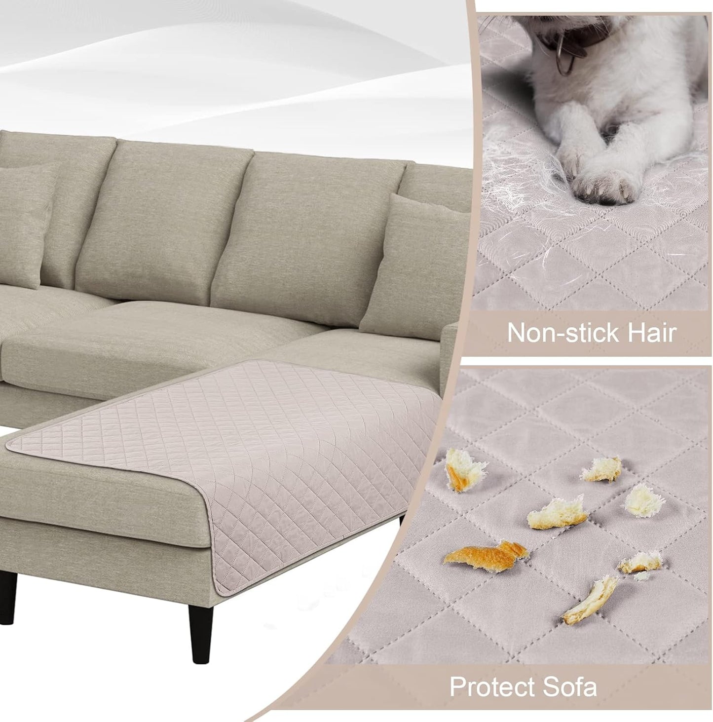Durable & Waterproof Sectional Couch Cover in Light Apricot for Chaise, 42"x35" - Ideal for Homes with Pets and Children