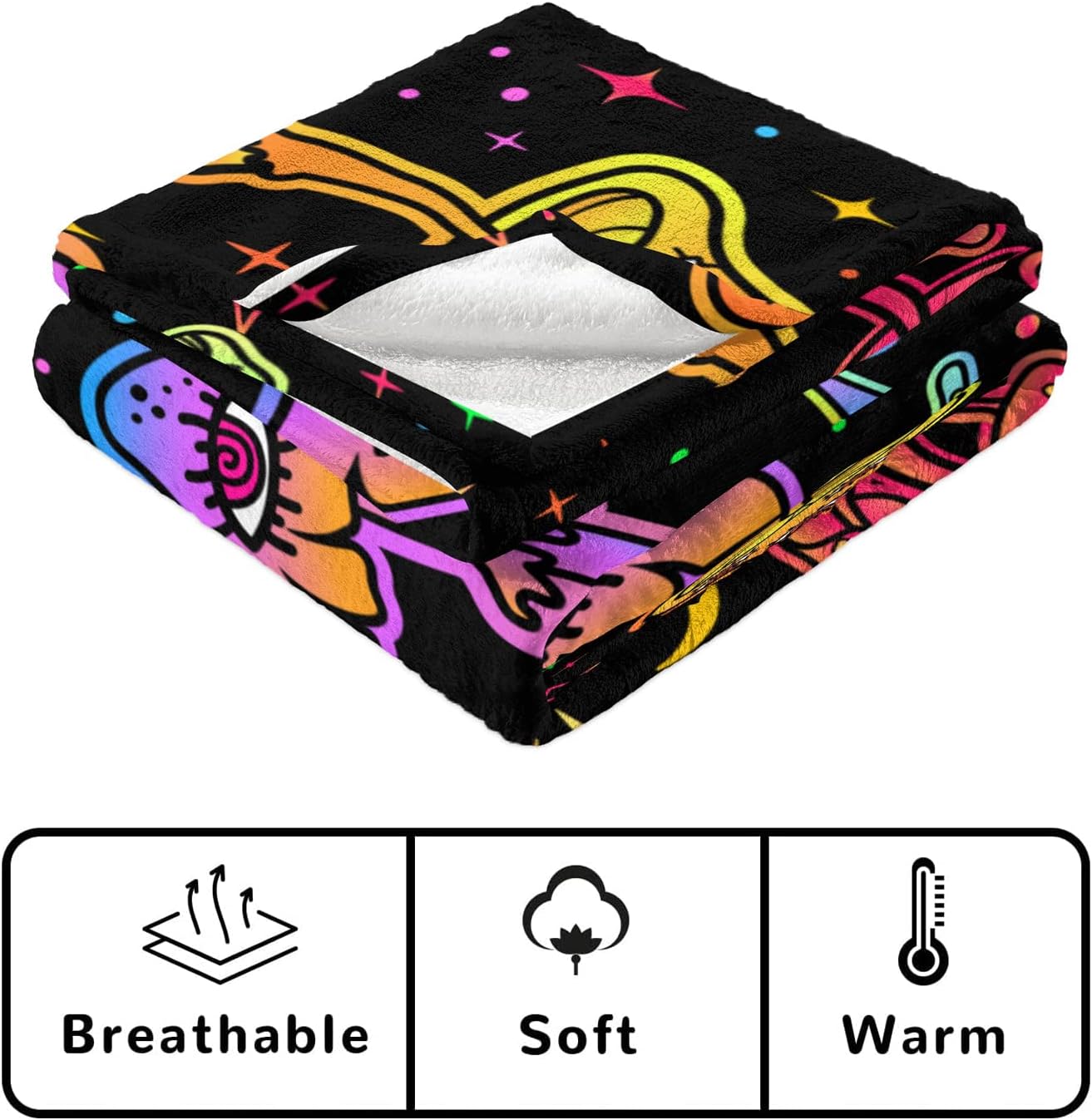 Psychedelic Mushroom Themed Throw Blanket for Couch, Bed - Soft & Cozy, 50" x 60