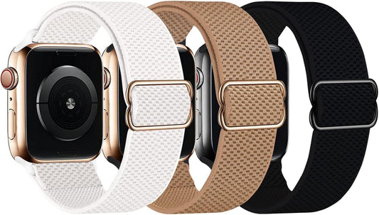 Stretchy Solo Loop Strap 3-Pack for Apple Watch Bands 42mm-45mm - Nylon Sport Wristbands