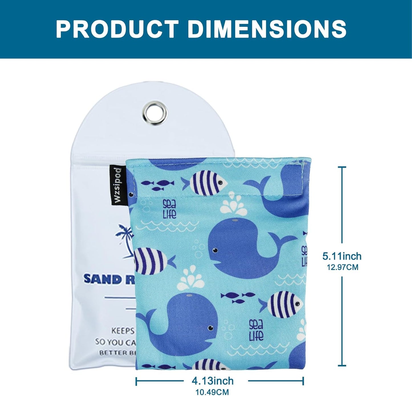 Beach Sand Removal Bag | Gentle, Skin-Friendly & Talc-Free | Natural Alternative for Effective Sand Cleaning (Whale)