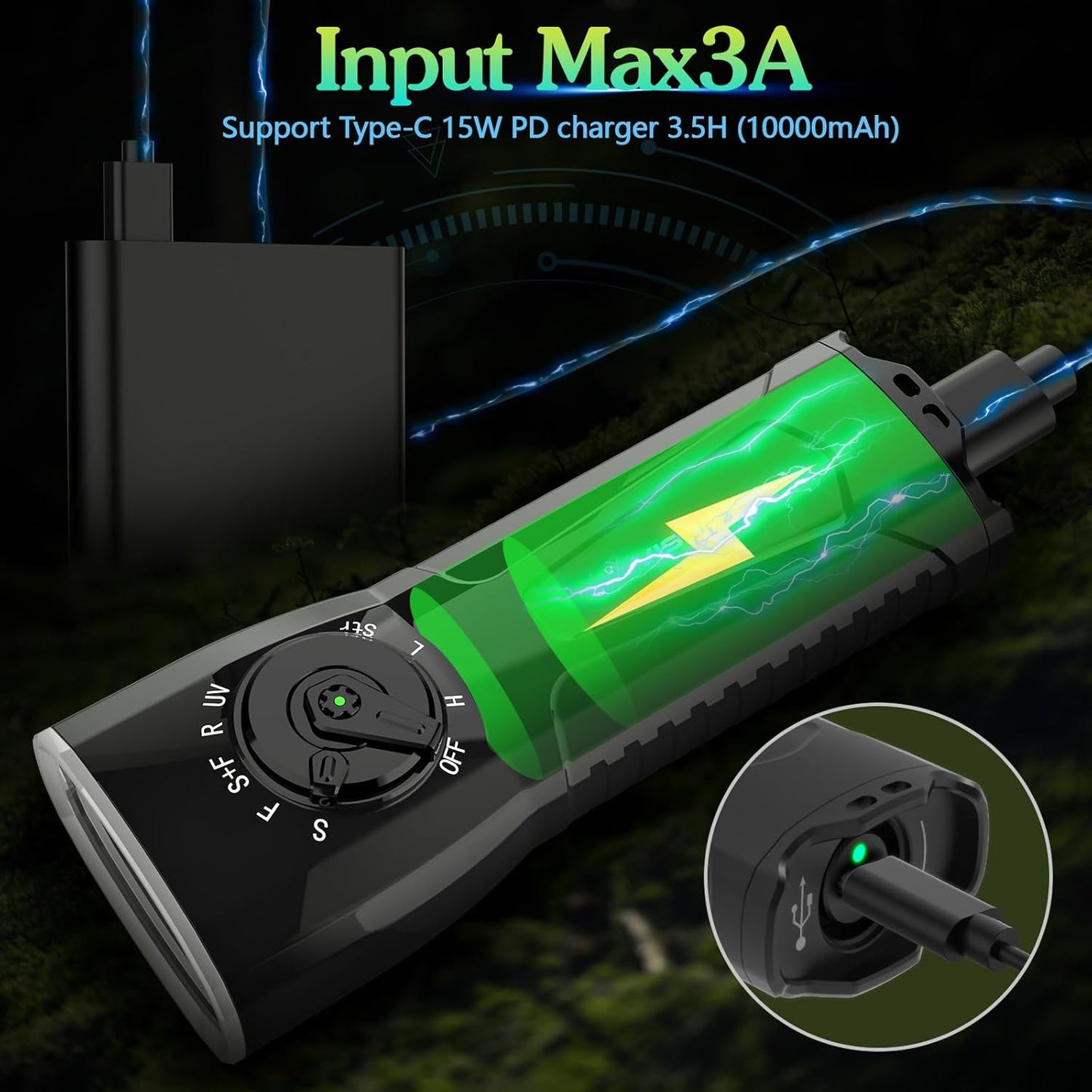 High-Power Scuba Diving Flashlight, 6500 Lumens, 10000mAh Rechargeable Battery, 150m Depth