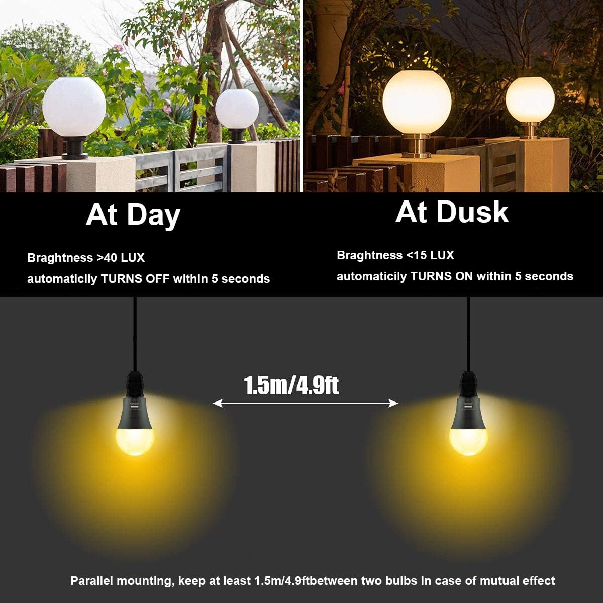 Radar Motion Sensor LED Light Bulbs 9W A19 E26 Dusk to Dawn 2700K Warm White - 3 Pack