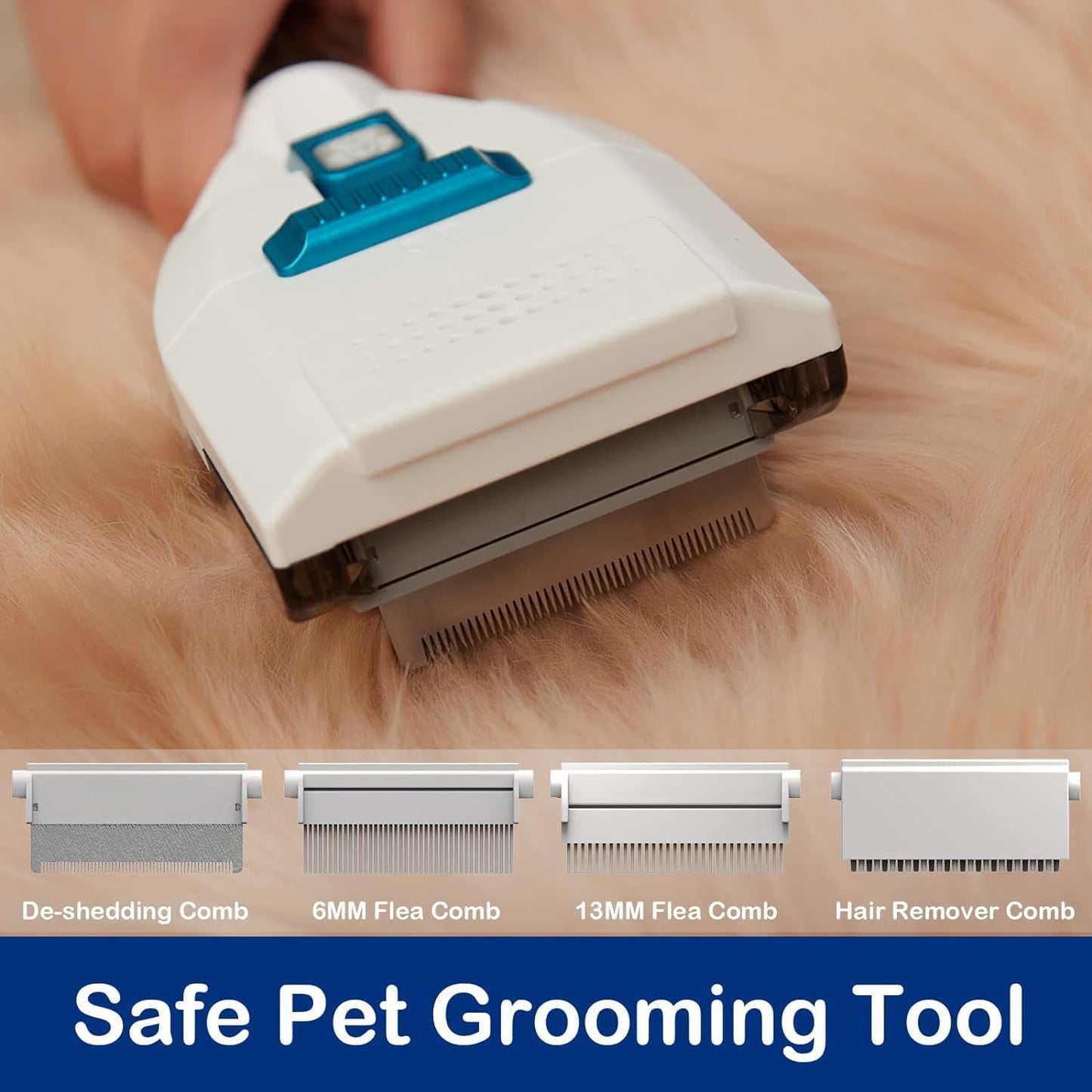 Maximize Pet Hair Clean-Up with a 3.4L Dog Vacuum Groomer and Hair Clipper, Electric Blue