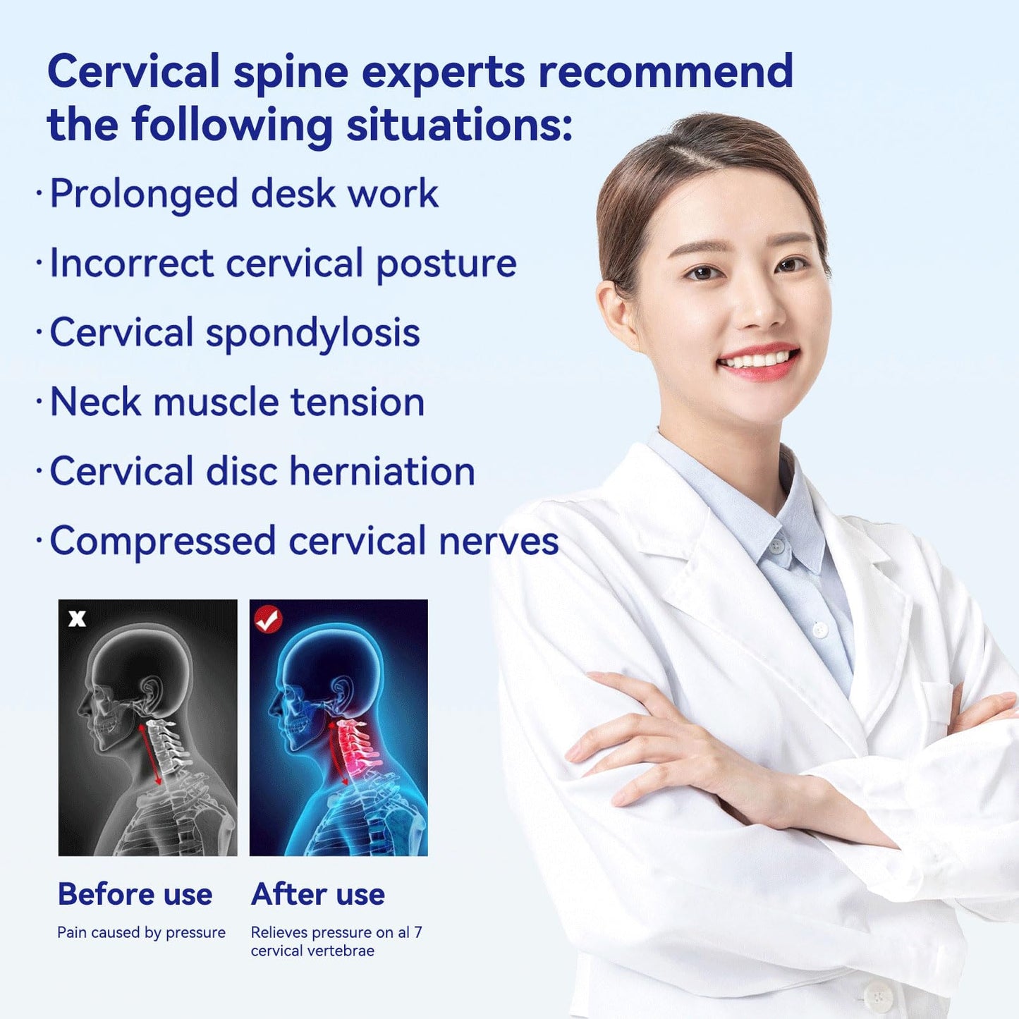Adjustable Cervical Traction Device and Neck Stretcher for Pain Relief