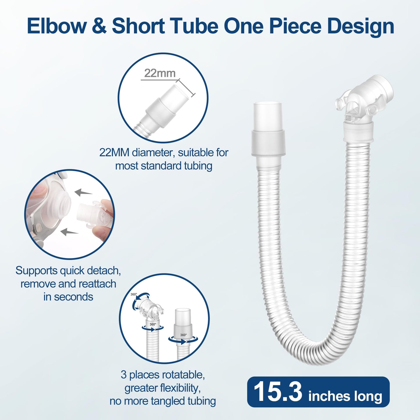 Elbow and Short Tube Replacement Kit for AirFit F40 with Vent Ring and Swivel Tubing
