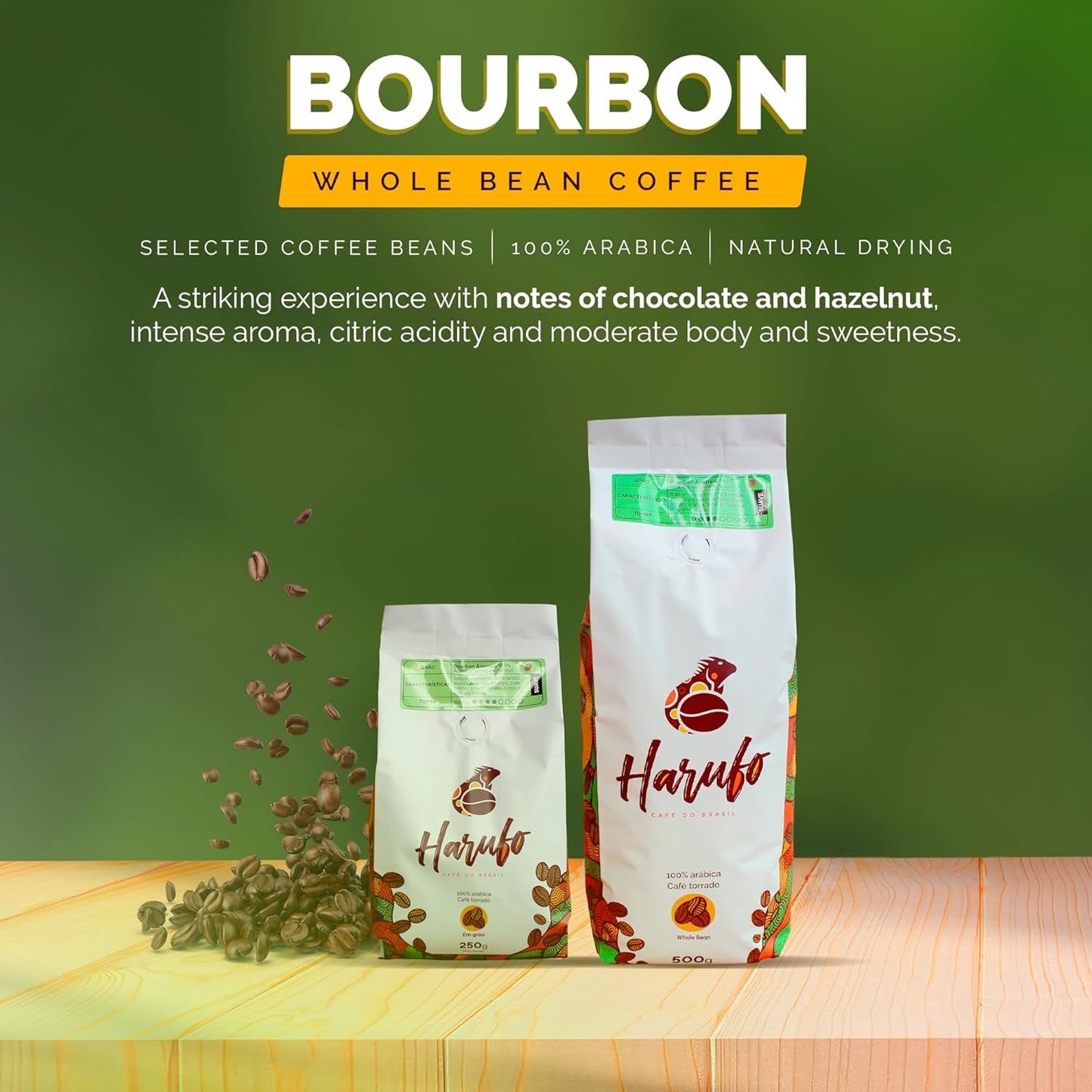 Specialty Brazilian Coffee Gift Kit - 2 Bags of Bourbon Whole Beans, Medium Roast, 17.6 oz