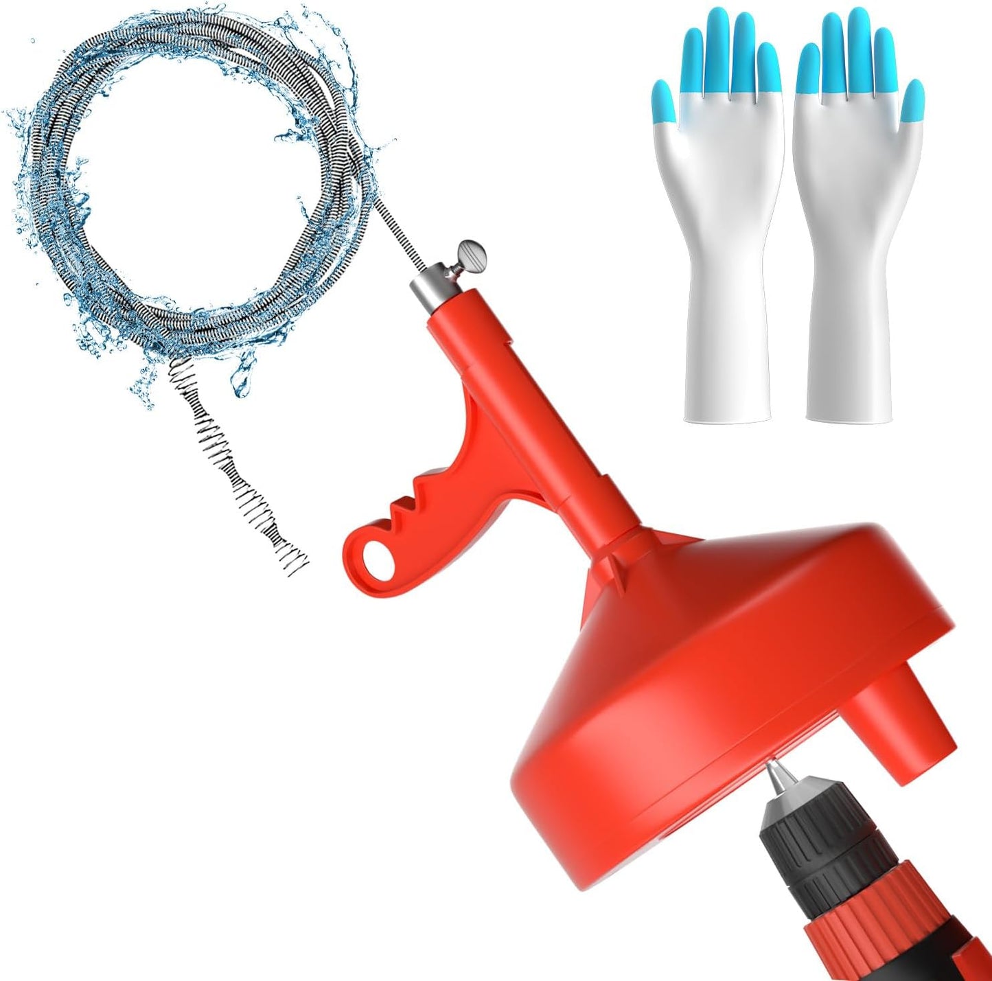 Heavy-Duty 25ft Plumbing Snake with Drill Adapter - Ideal for Sinks, Bathtubs, and More