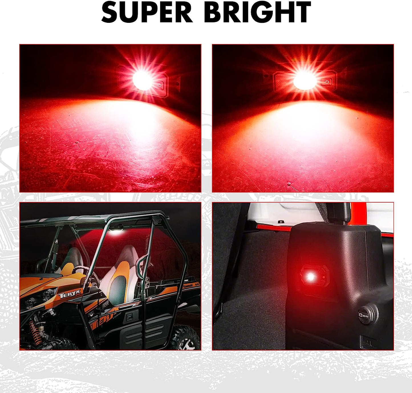 Red LED Universal UTV/ATV Roll Bar Mount Interior Dome Light