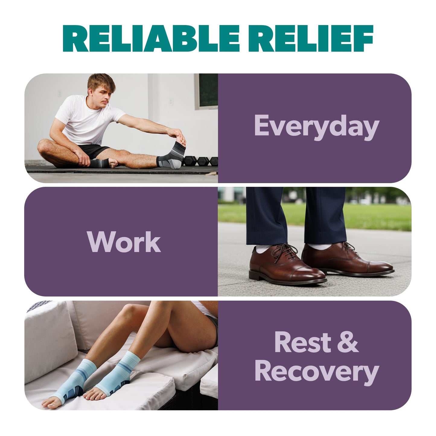 Diabetic Compression Ankle Socks for Neuropathy and Swelling Relief - Black - Large