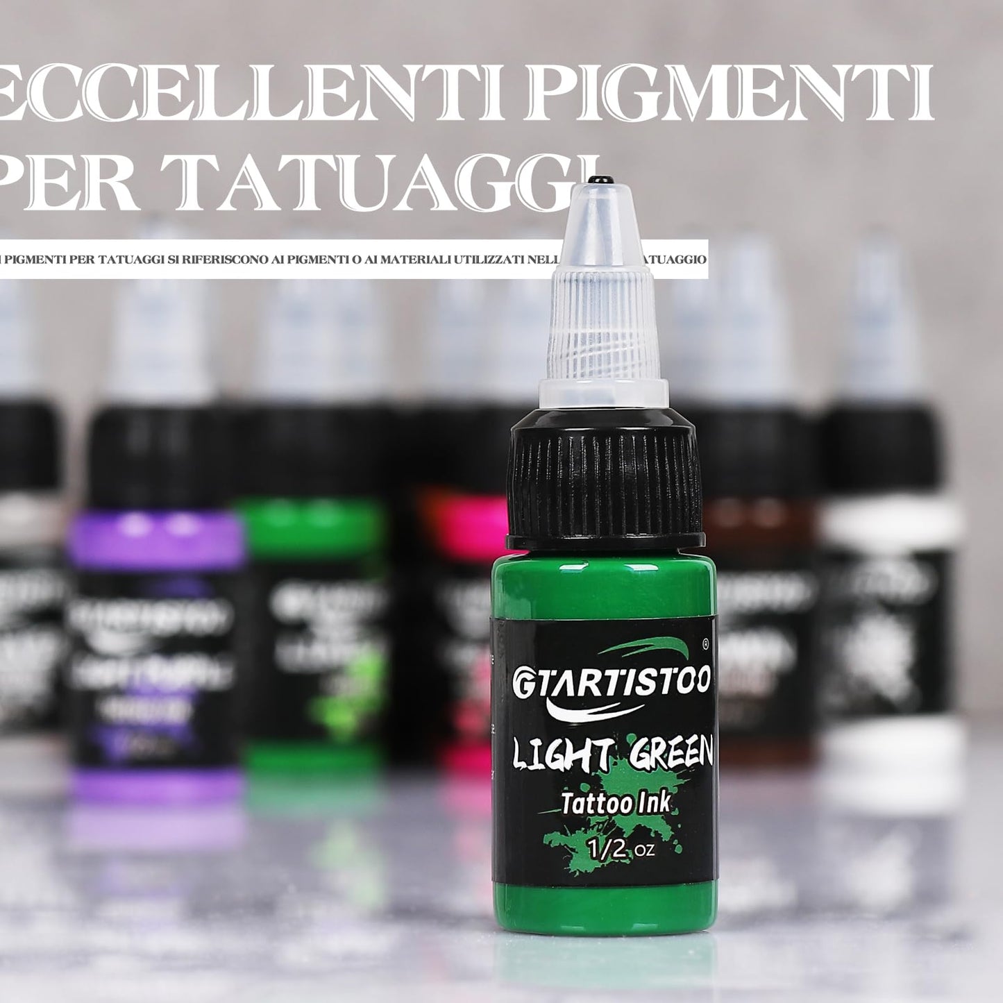 Tattoo Ink Set 16 Colors, 1/2 oz (15 ml) Professional Vegan-Friendly Pigment Tattoo Supplies Kit with True Black, Bright Red, Snow White Opaque
