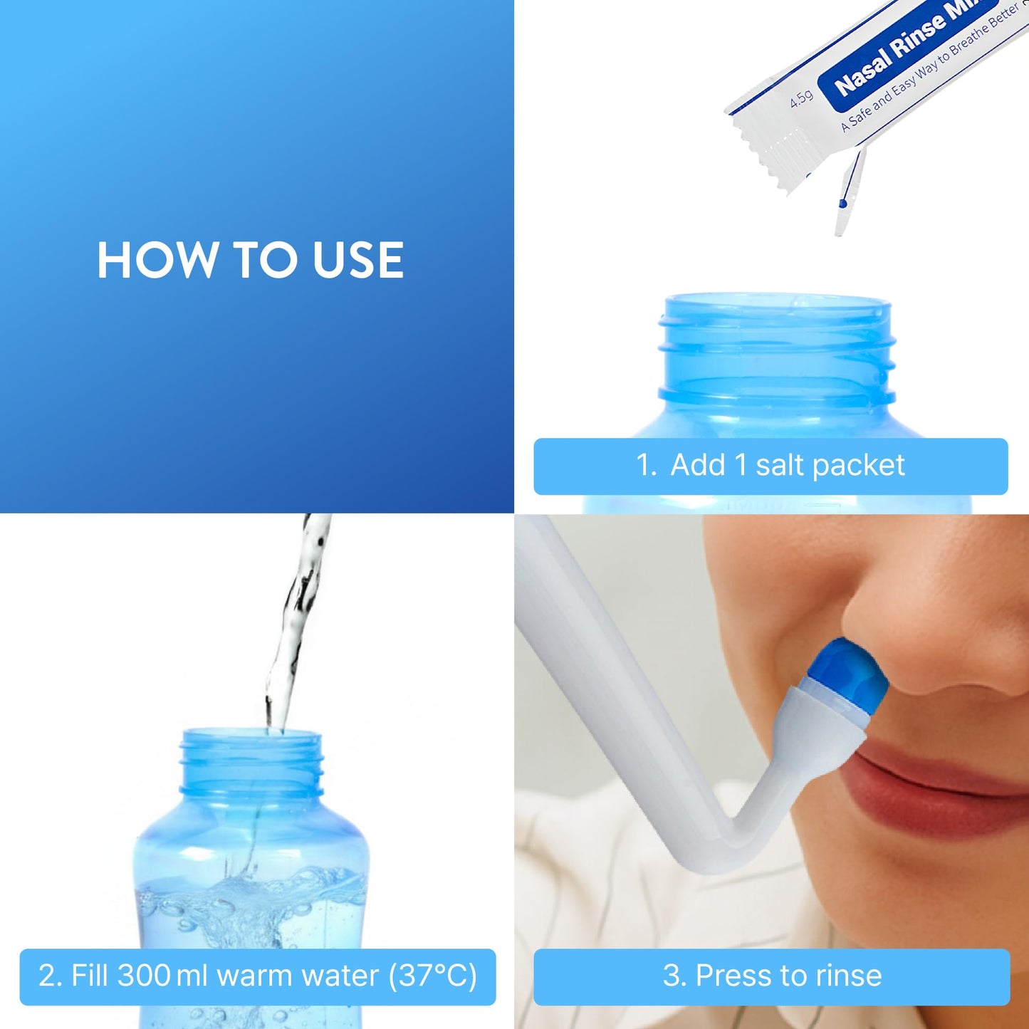 16.9 fl oz (500 mL) Nasal Rinse Kit with Smart Flow Control Valve, 40 Salt Packets, and 2 Nozzles