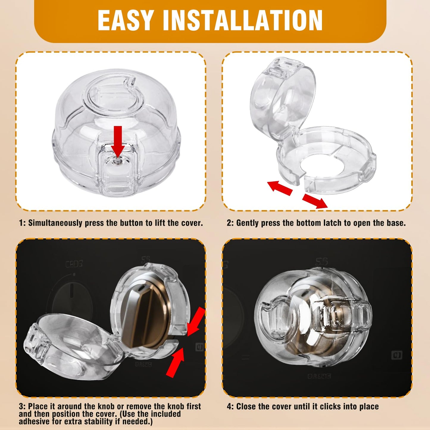 5-Pack Child Safety Stove Knob Covers - Heat Resistant Gas Oven Lock