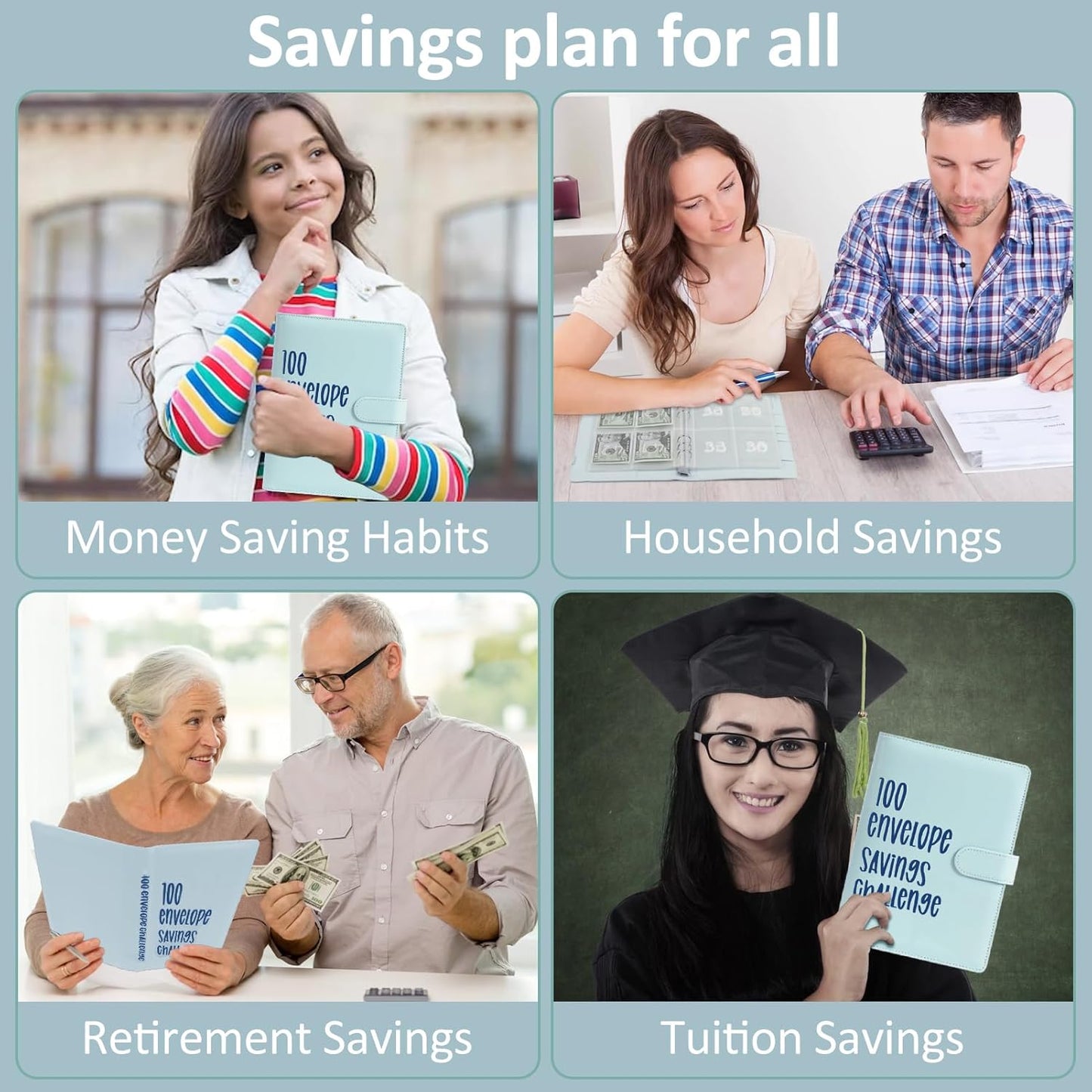 Achieve Your Savings Goals: 100 Envelope Money Savings Challenge Book - Organize & Track Finances, Save Up to $10,100