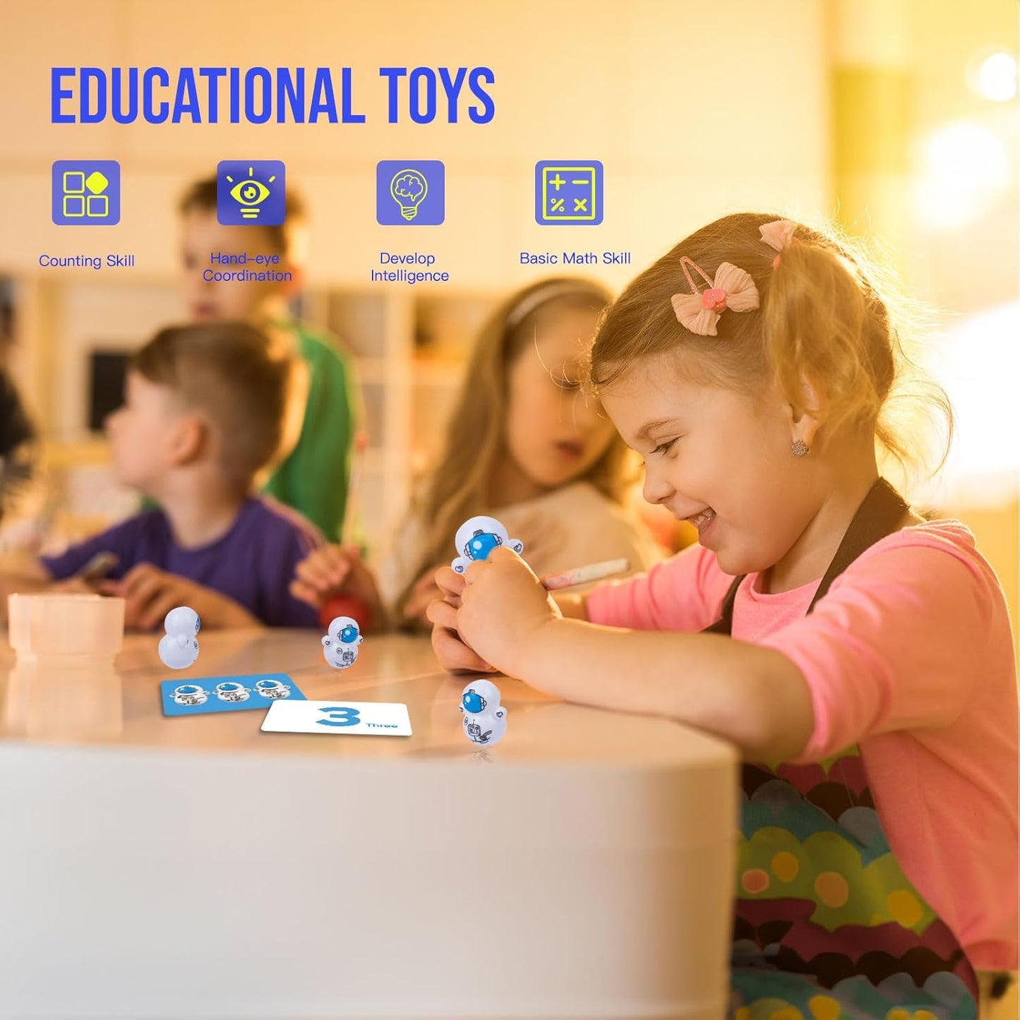 Math Education Toys for Kids, 50-Piece Mini Tumbler Set for Learning and Fun