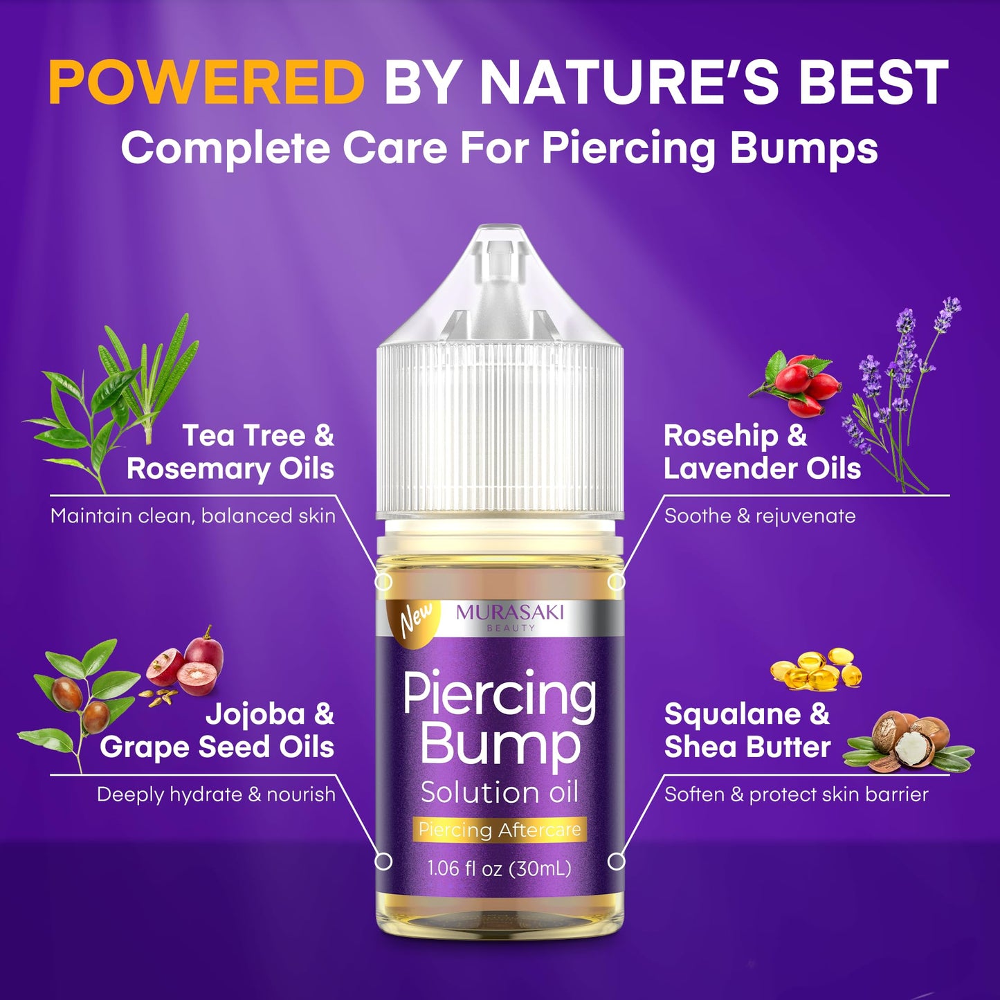 Piercing Keloid Bump Solution Kit - Aftercare Oil (30 mL) and Removal Gel (20 g)